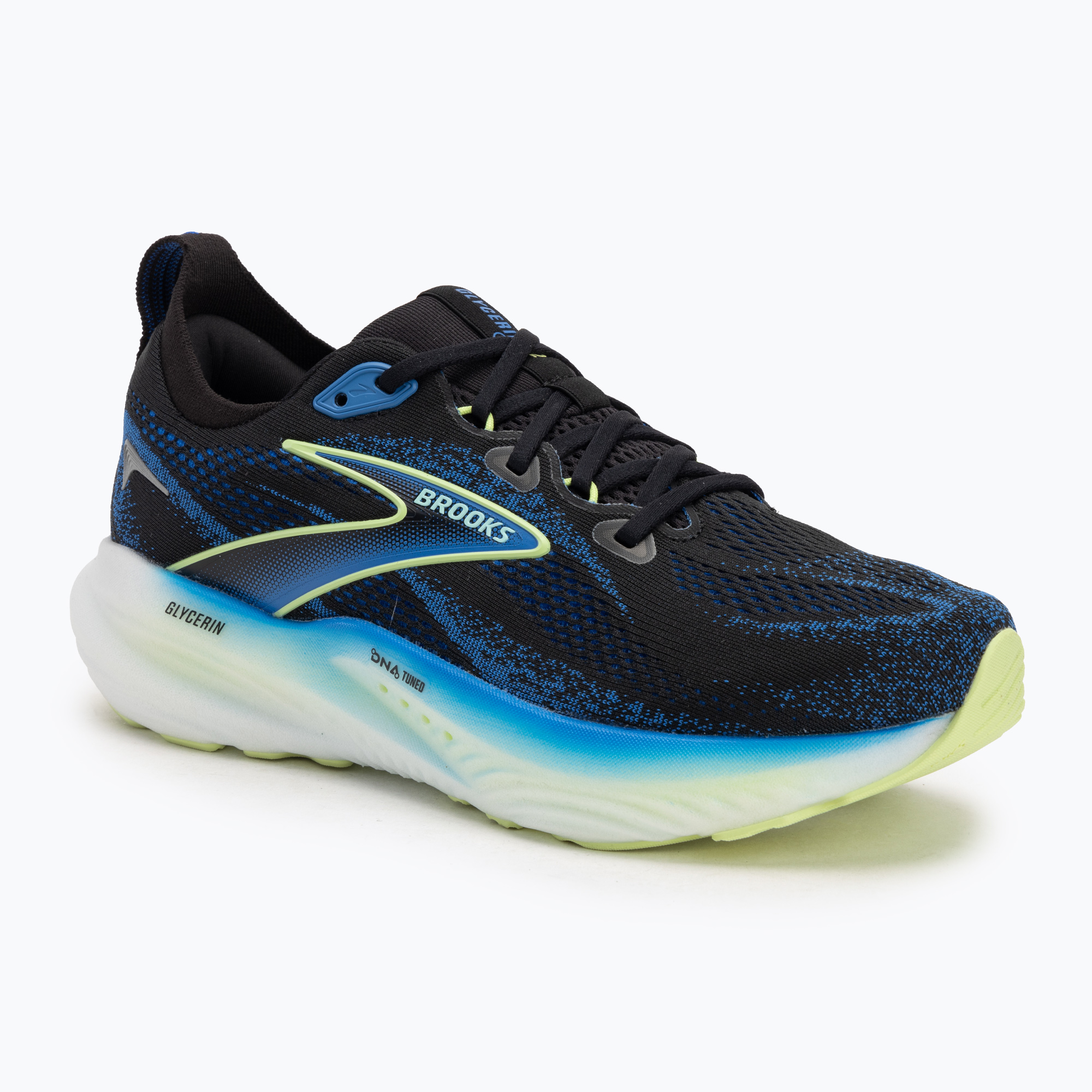 Scarpe da corsa da uomo Brooks Glycerin 22 wide fit nero/cobalto/giallo antico (46 EU) (Glycerin 22 1104452E002)