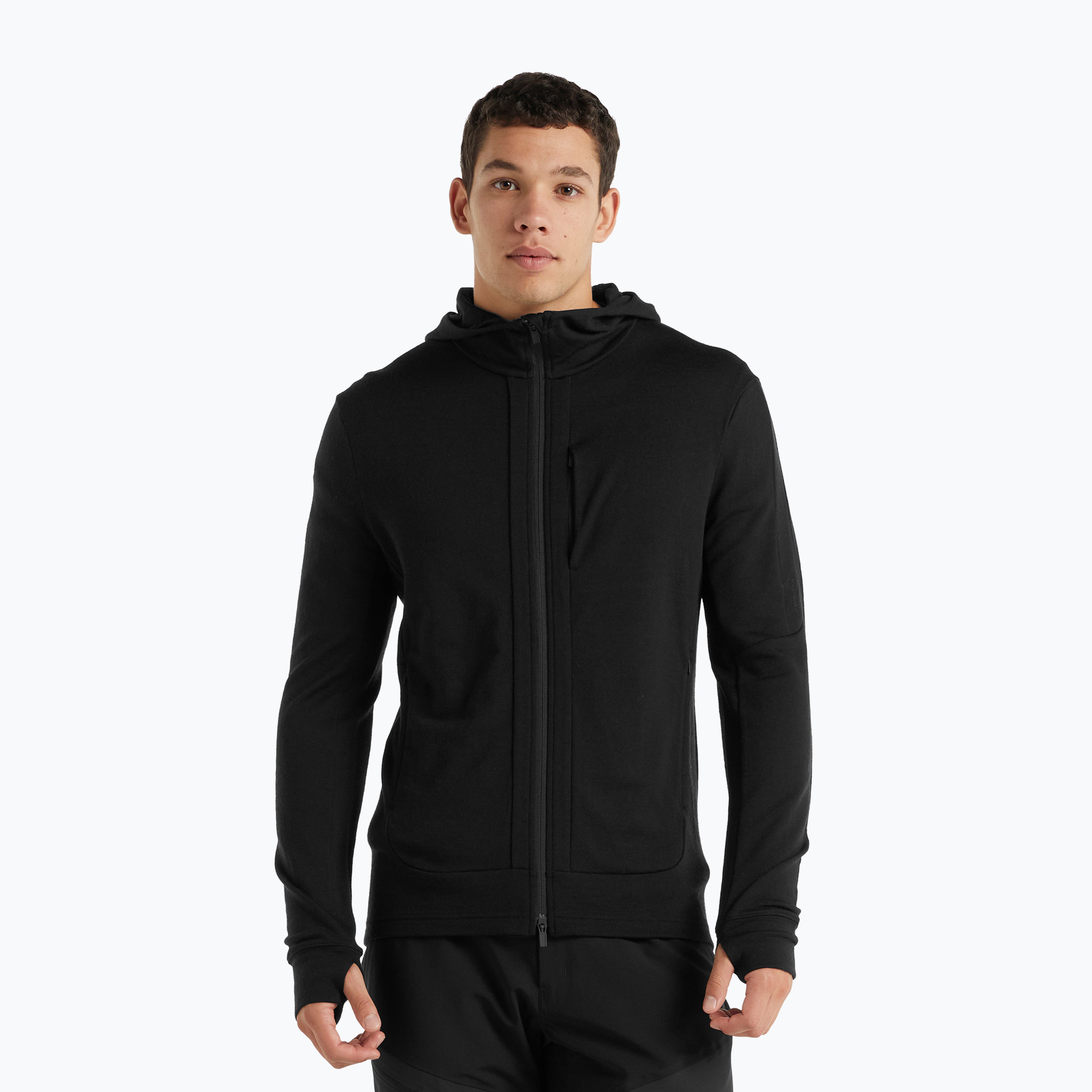 Uomo Icebreaker Quantum III Zip Hood giacca da trekking nero (S) (Quantum III Zip Hood IB0A59JX0011)