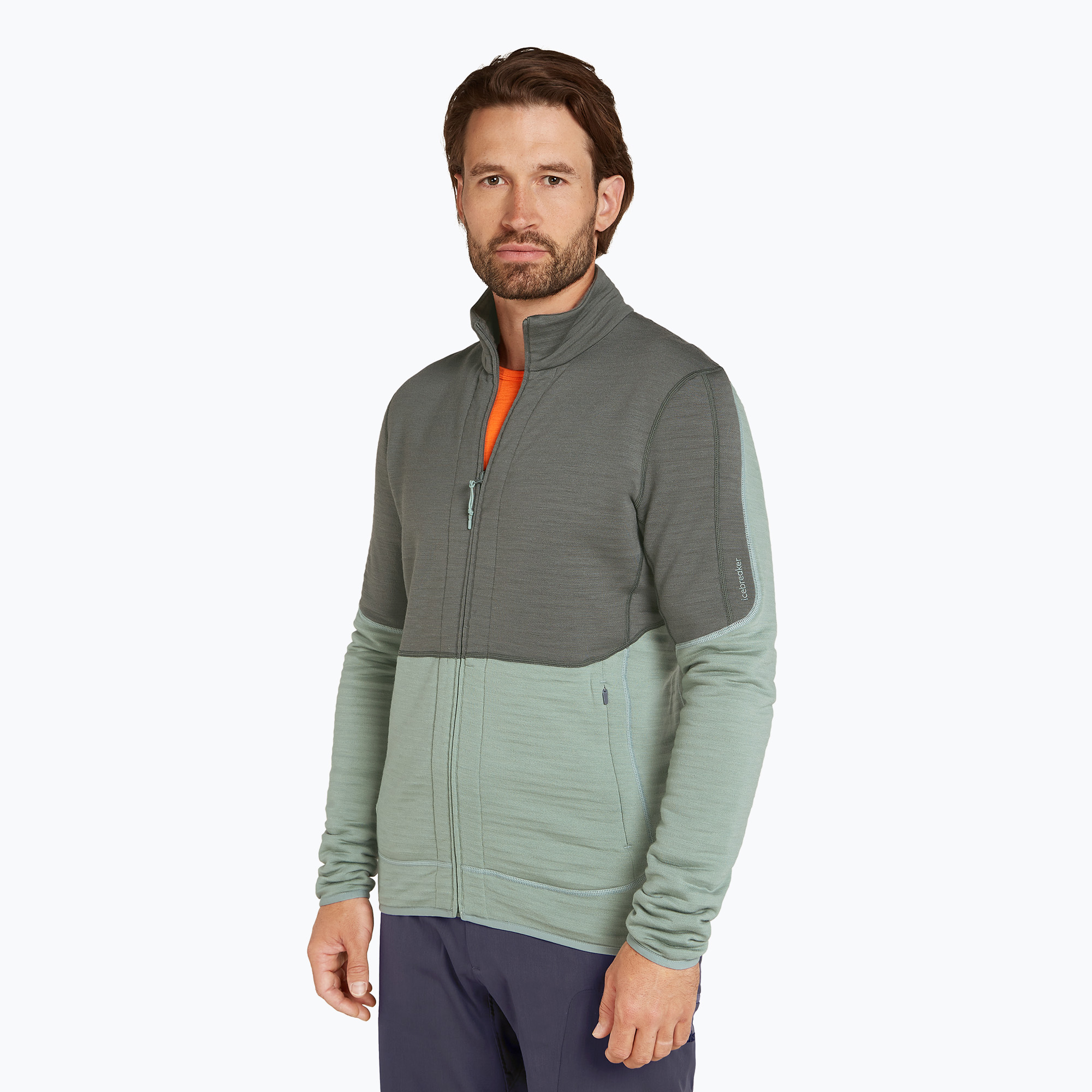 Felpa Icebreaker Merino 400 RealFleece Descender LS Zip uomo galaxy/ moss/ cb (XL) (Merino 400 RealFleece Descender LS Zip IB0A571Q01I1)