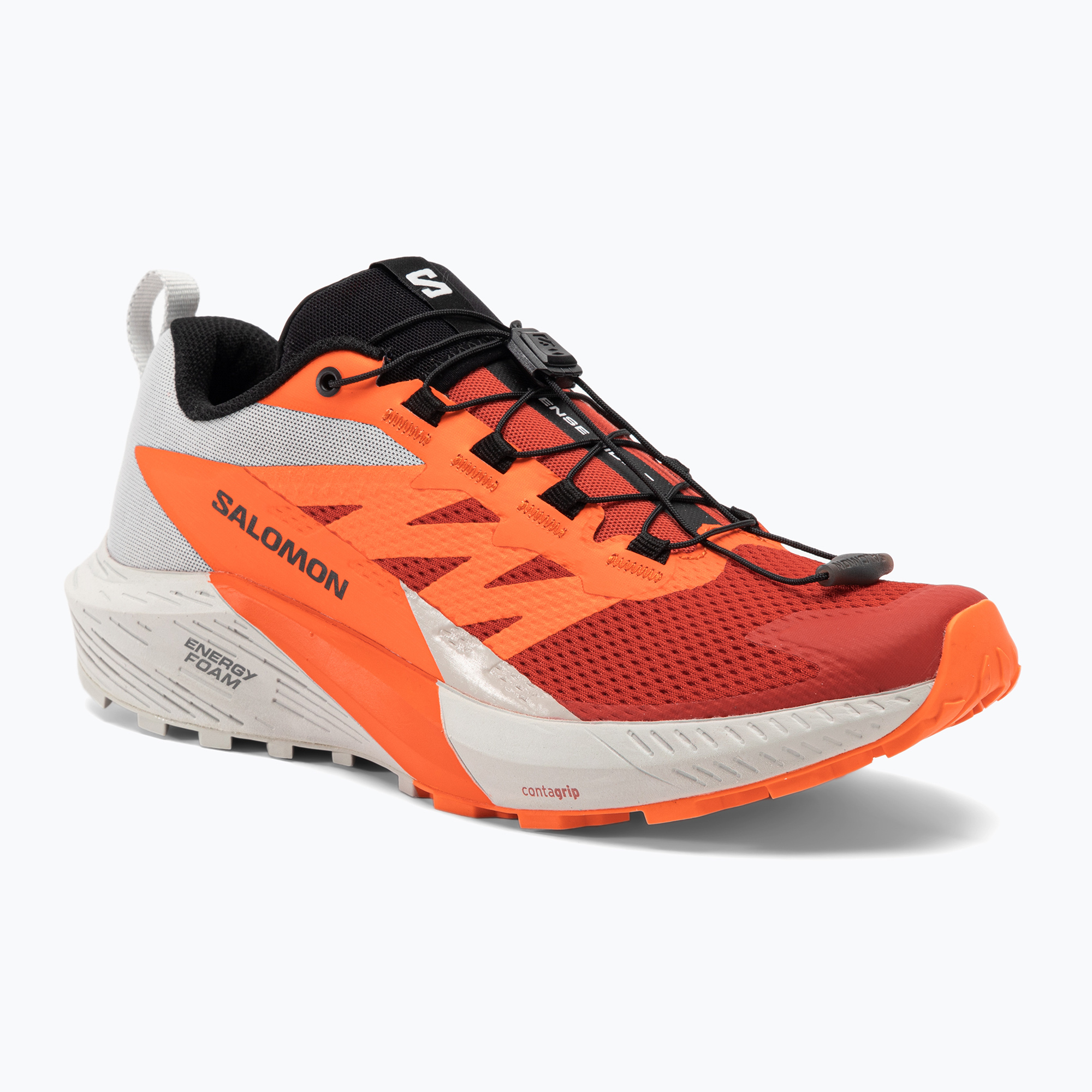 Scarpe da corsa da uomo Salomon Sense Ride 5 roccia lunare/arancio shocking/rosso fuoco (44 2/3 EU) (Sense Ride 5 L47046200)