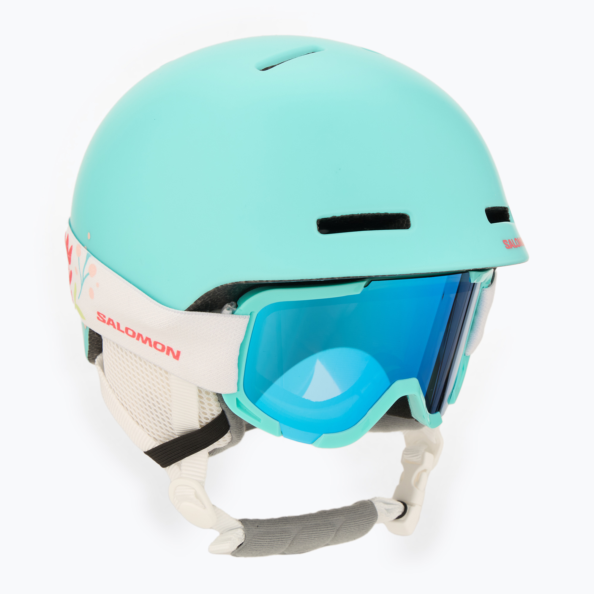 Casco da sci per bambini Salomon Player Combo + Occhiali XV Jr blu aruba (49-53 cm (S)) (Player Combo + Gogle XV Jr L47482600)