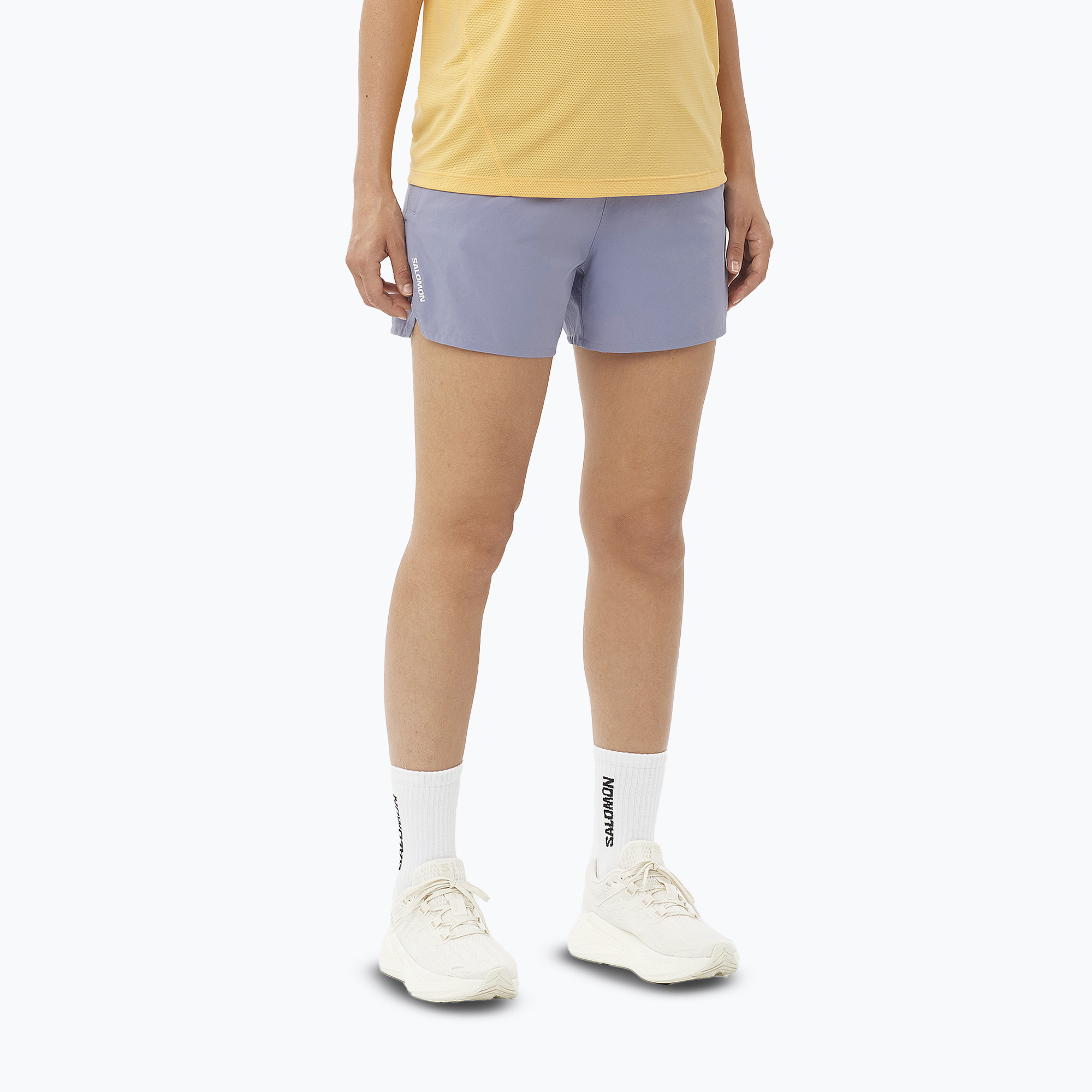 Pantaloncini da corsa Salomon SHAKEout Core 4" donna blu granito (XS) (Shakeout Core 4" LC2451400)