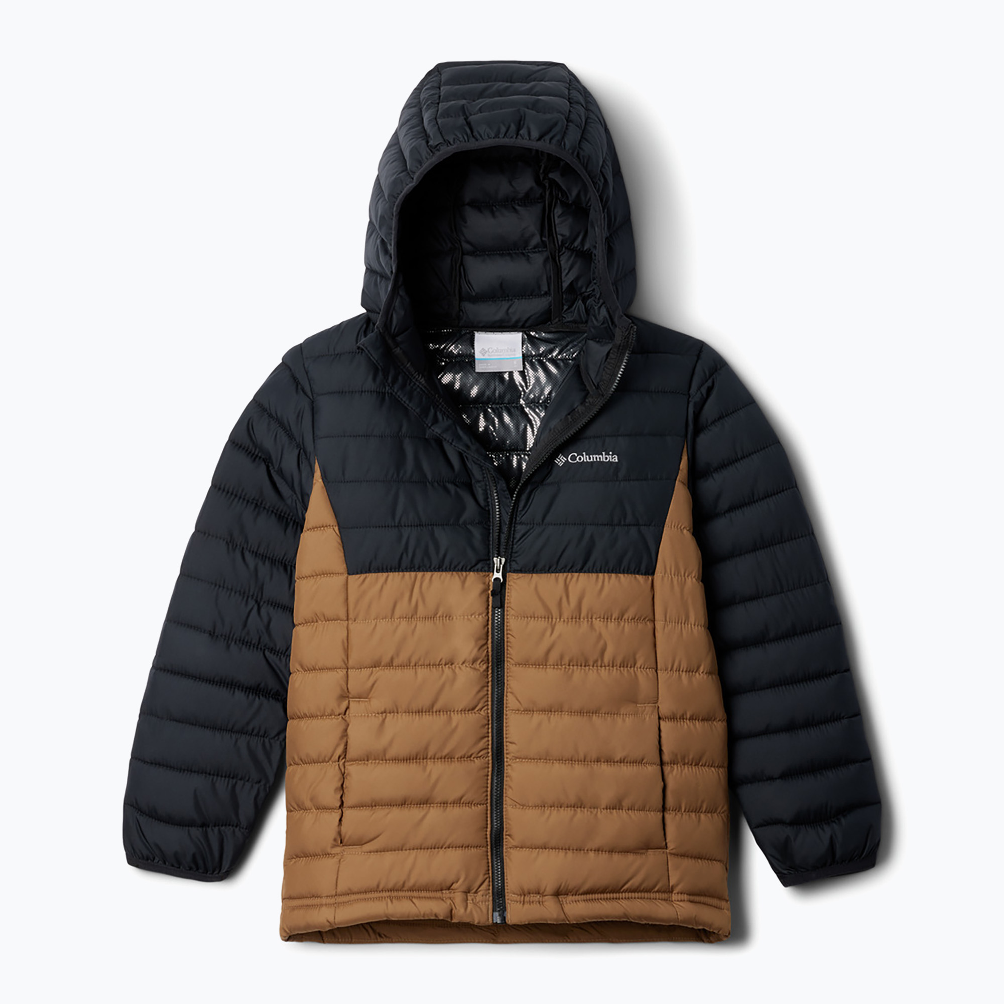 Columbia Powder Lite II Piumino con cappuccio delta/nero per bambini (M) (Powder Lite II Hooded 2090023257)