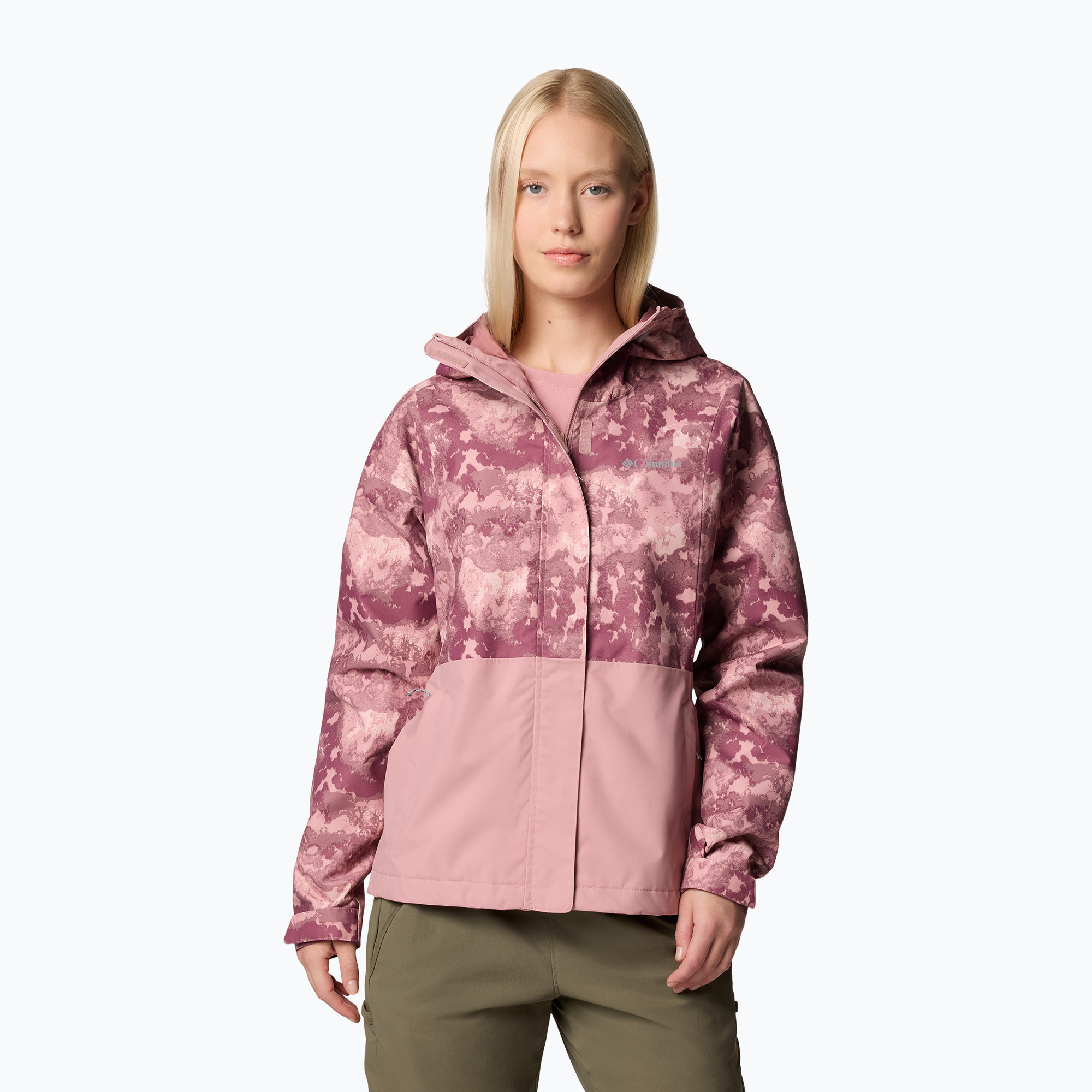Giacca ibrida Columbia da donna Hikebound Stampato rosa gomma stampa deco/como (L) (Hikebound Printed 2116334659)