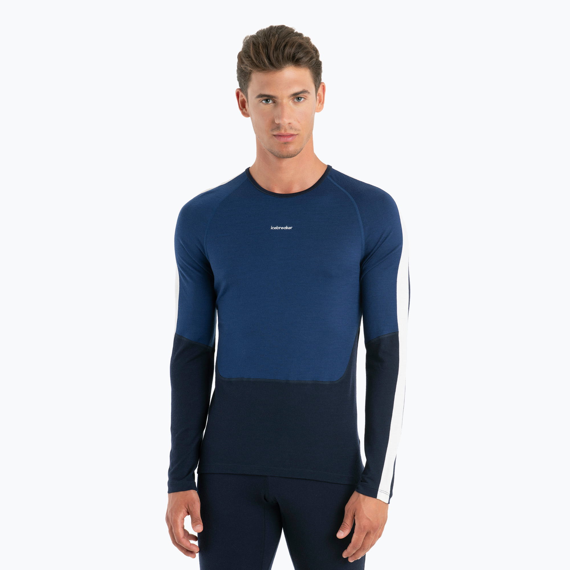 Uomo Icebreaker Merino 200 Sonebula LS Crewe manica lunga termica midnight navy/royal navy (S) (Merino 200 Sonebula Crewe IB0A56QH0901)