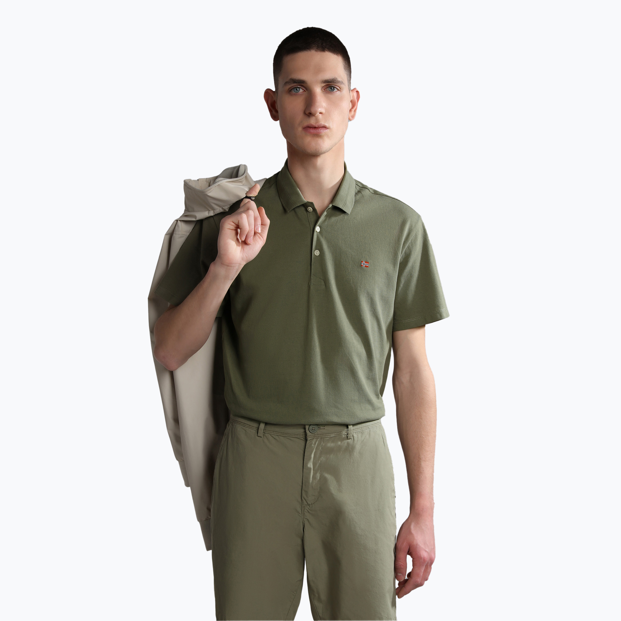 Polo Napapijri Ealis verde lichene da uomo (L) (Ealis NP0A4H8BGAE1)