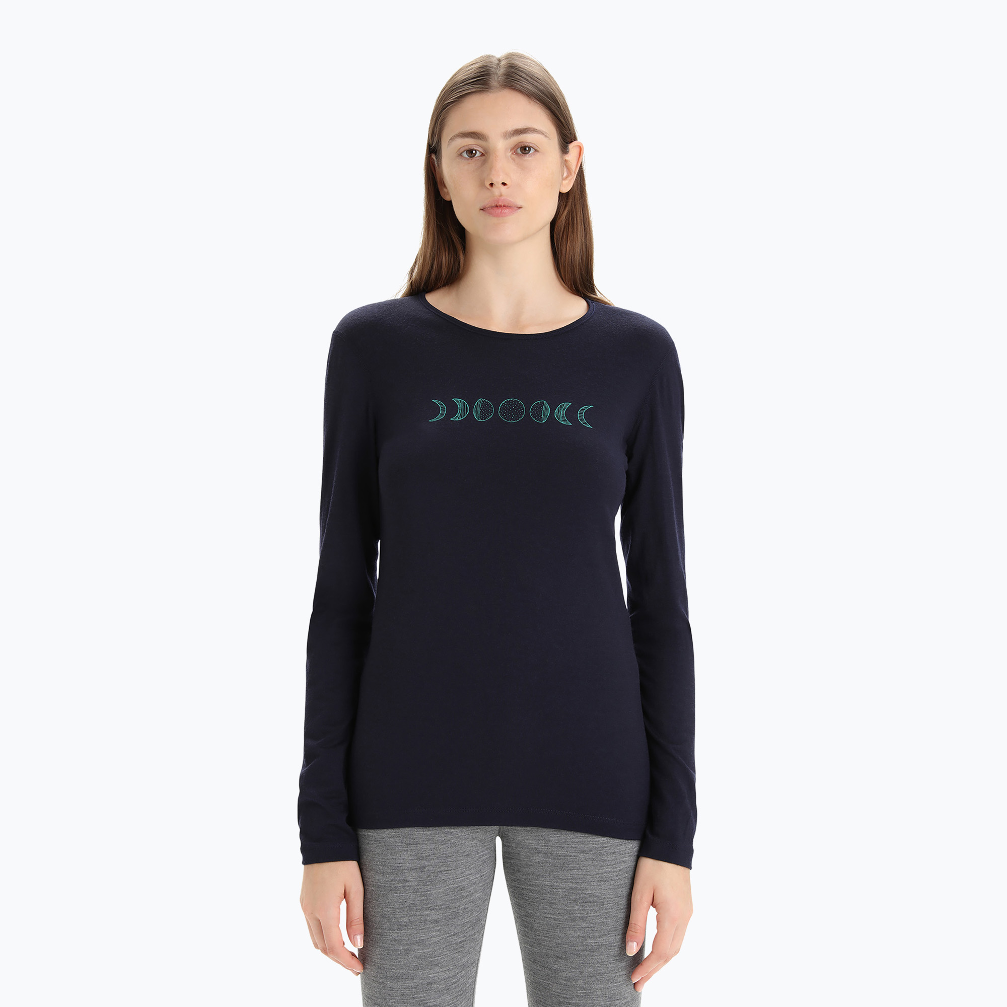 Icebreaker donna manica lunga termica 200 Oasis Crewe Moon Phase midnight navy (XL) (200 Oasis Crewe Moon Phase IB0A56NL4011)