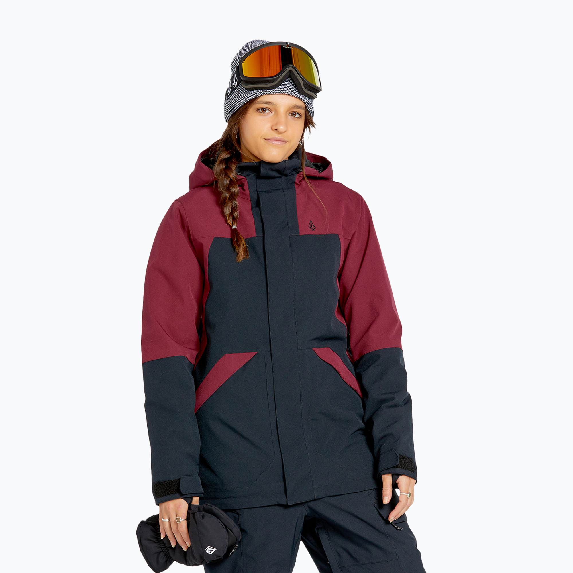 Giacca da snowboard da donna Volcom Shelter 3D Stretch bordeaux (M) (Shelter 3D Stretch H0452513-BUR)
