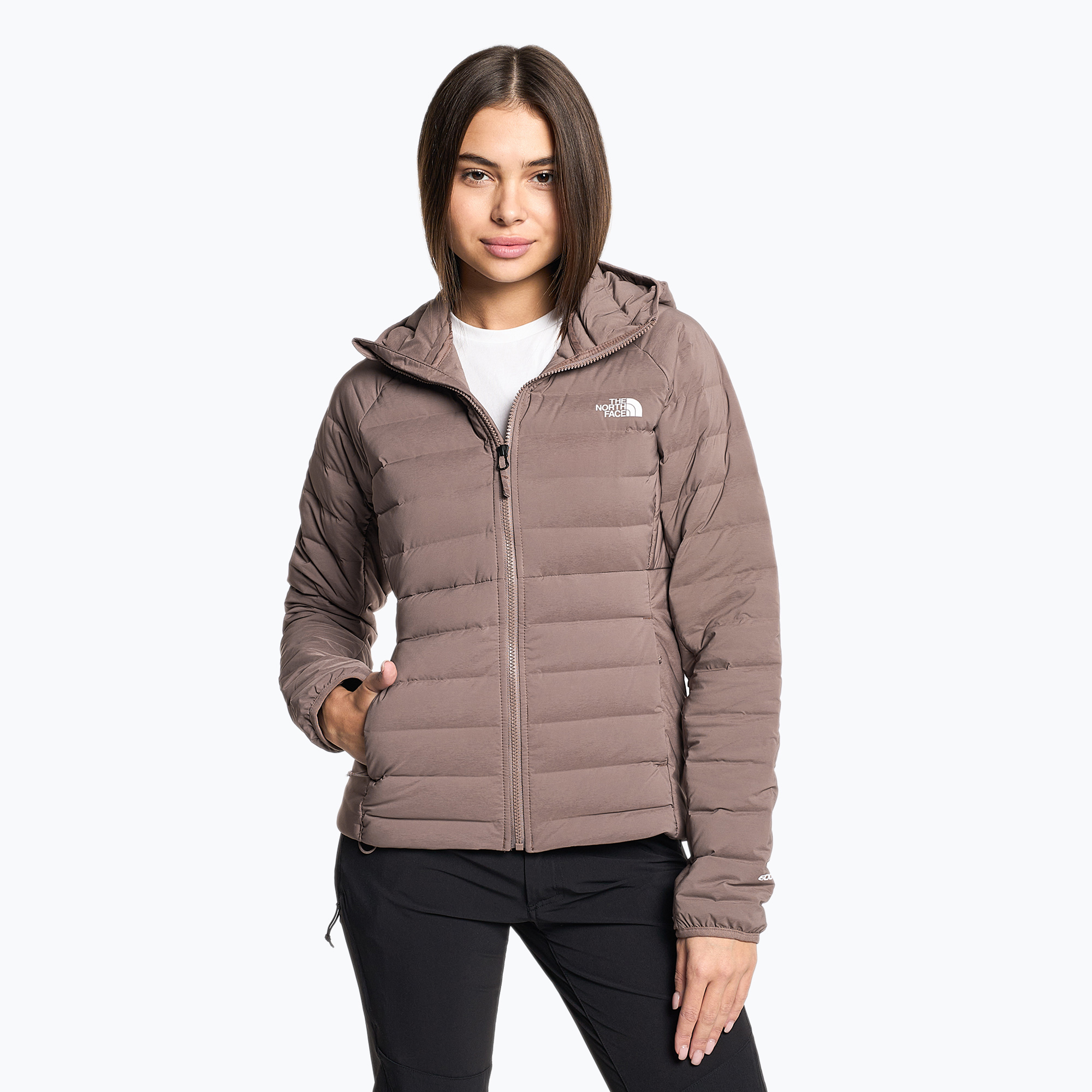 Piumino da donna The North Face Belleview Stretch Down Hoodie grigio intenso (L) (Belleview Stretch Down Hoodie NF0A7UK5EFU1)