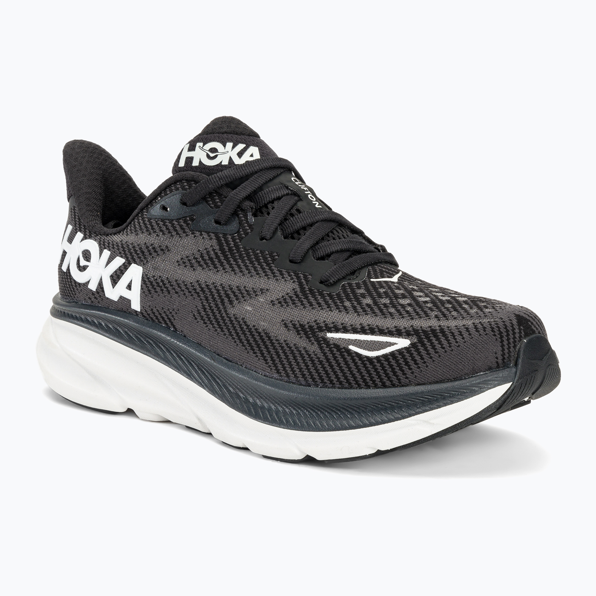 Scarpe da corsa da donna HOKA Clifton 9 Wide nero/bianco (37 1/3 EU) (Clifton 9 Wide 1132211-BWHT)