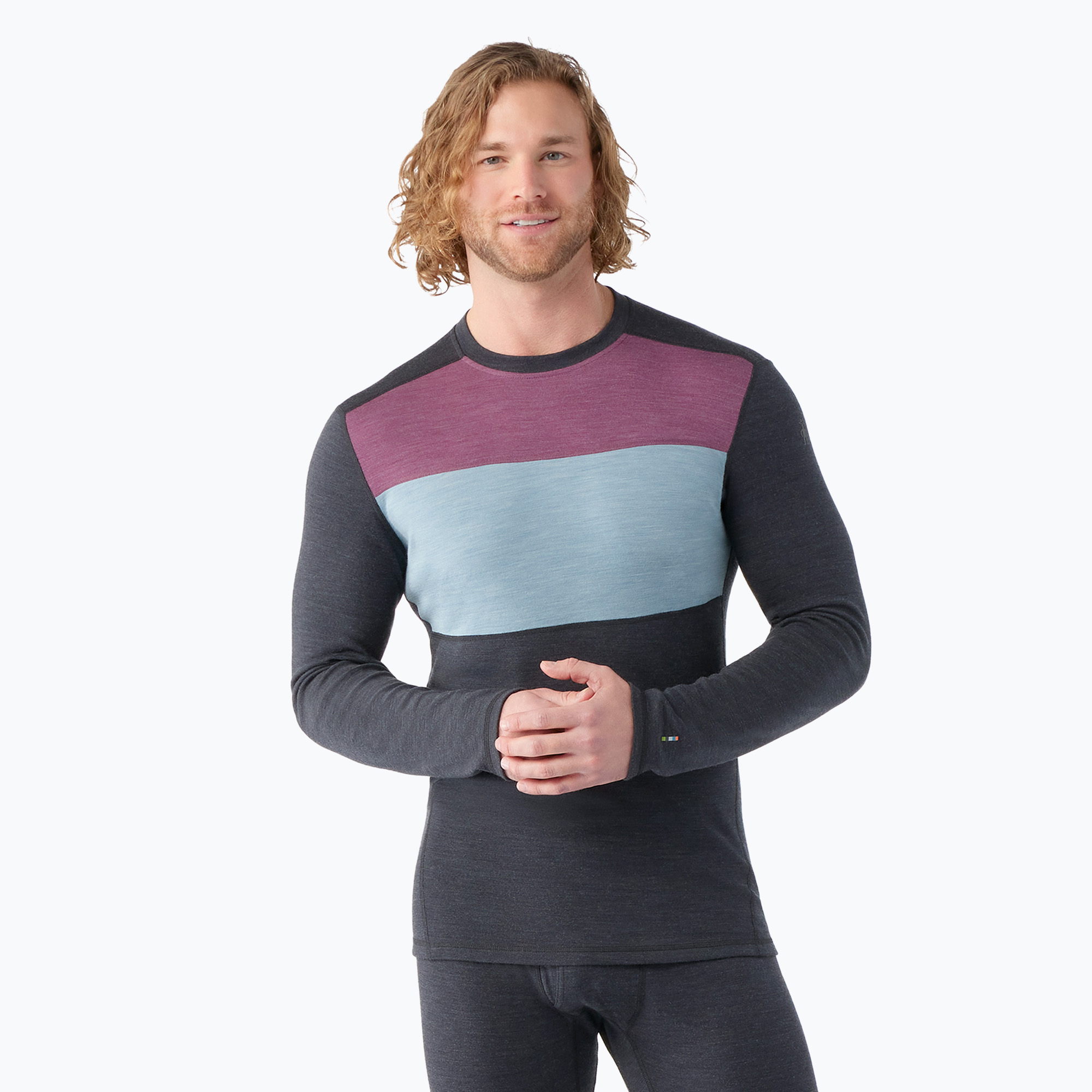 Smartwool Thermal Merino Baselayer Colorblock Crew Uomo in scatola charcoal thermal longsleeve (M) (Thermal Merino Baselayer Colorblock Crew Boxed