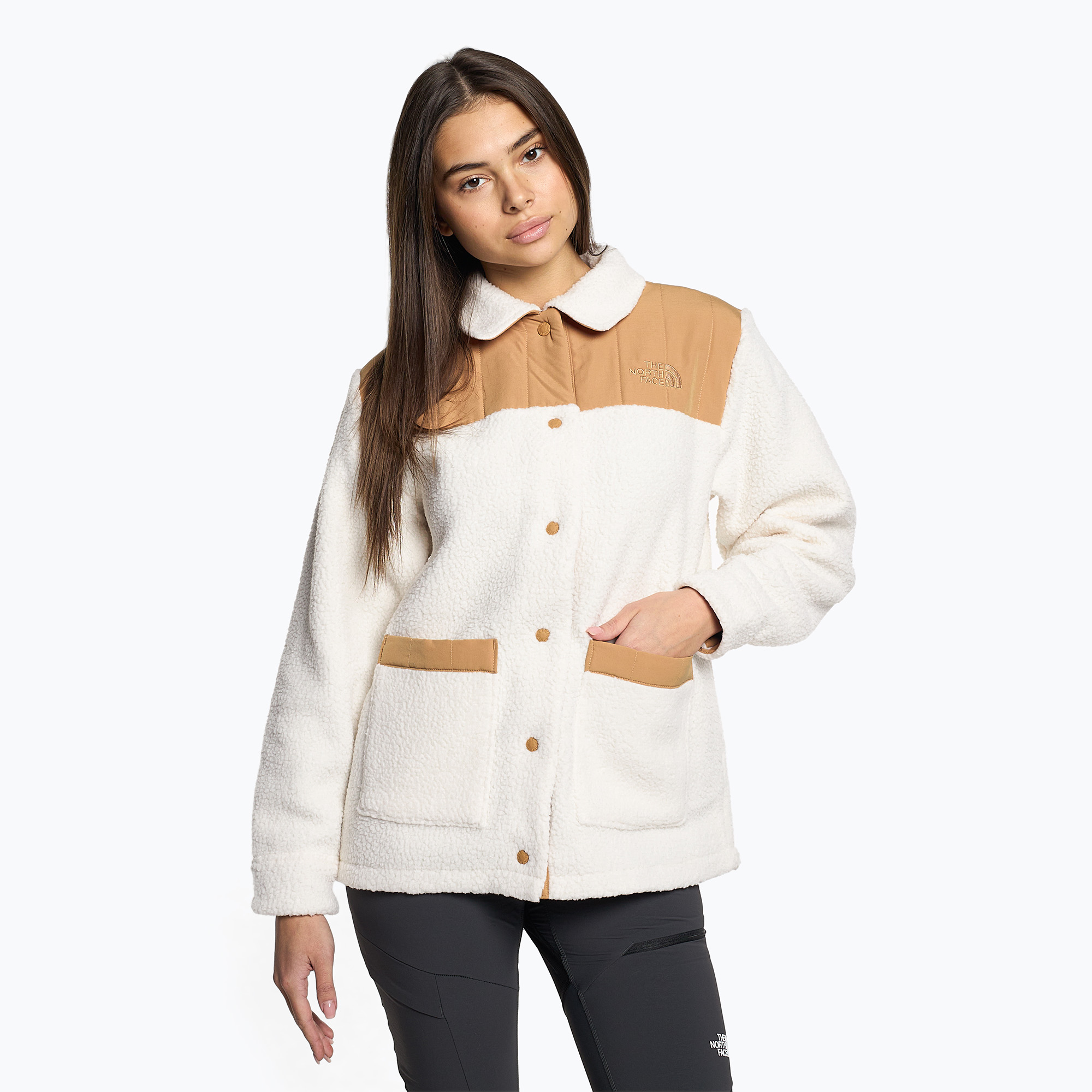 Donna The North Face Cragmont Fleece Shacket gardenia white/almond butter (XL) (Cragmont Fleece Shacket NF0A84ITLDI1)