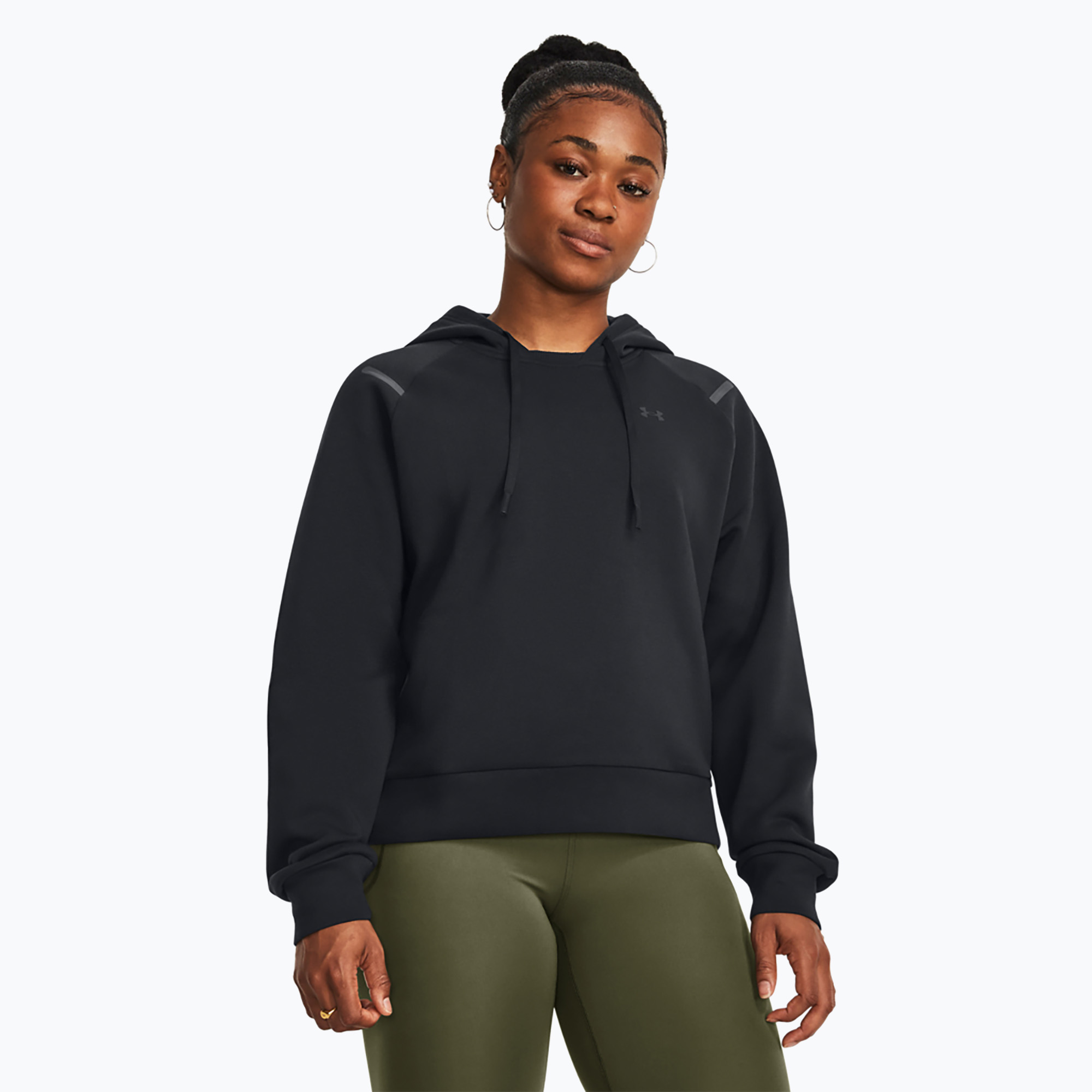 Felpa da donna Under Armour con cappuccio in pile nero/nero (L) (Fleece Hoodie 1379843)