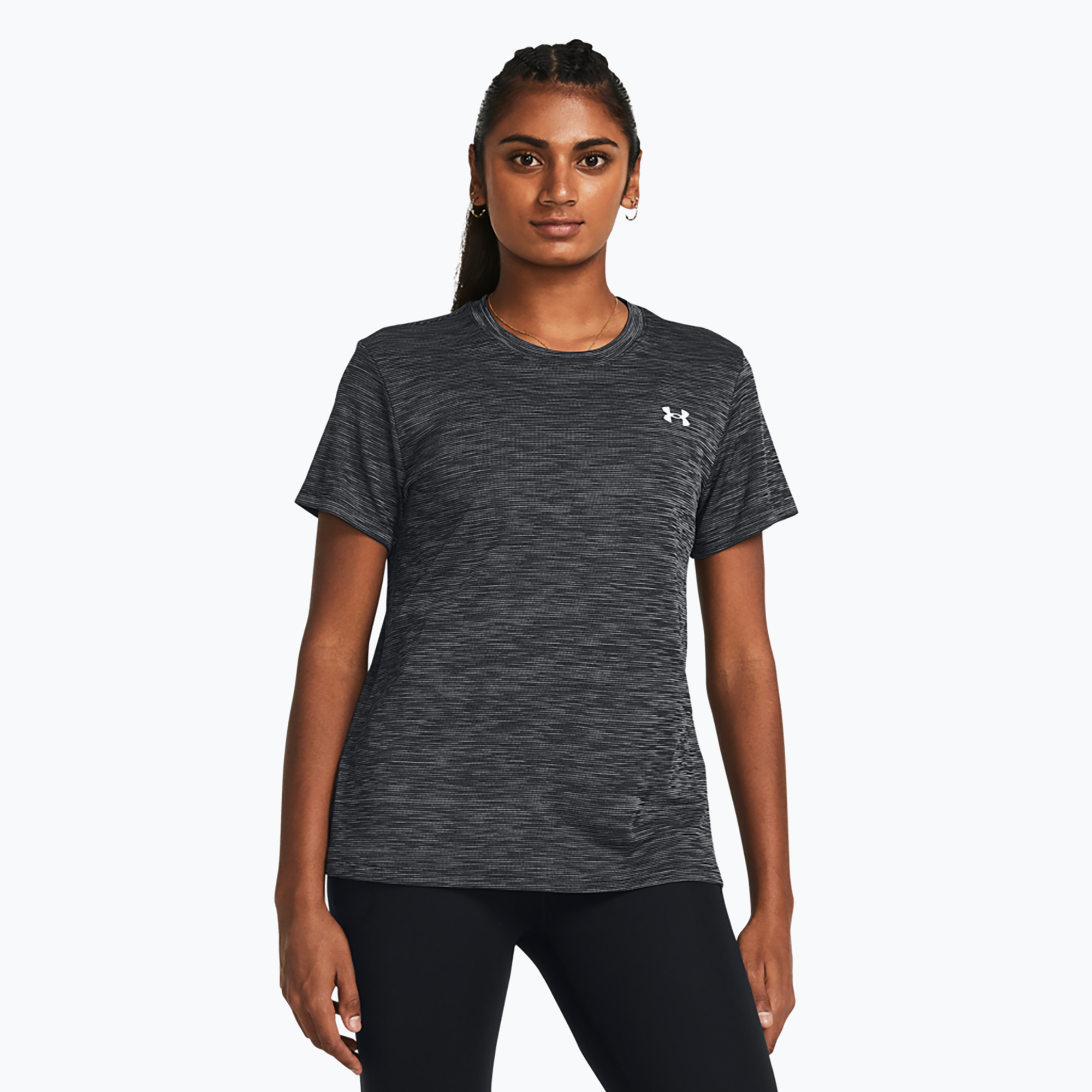 Maglietta da allenamento Under Armour Tech Textured bianca/nera da donna (XS) (Tech Textured 1383641-001)