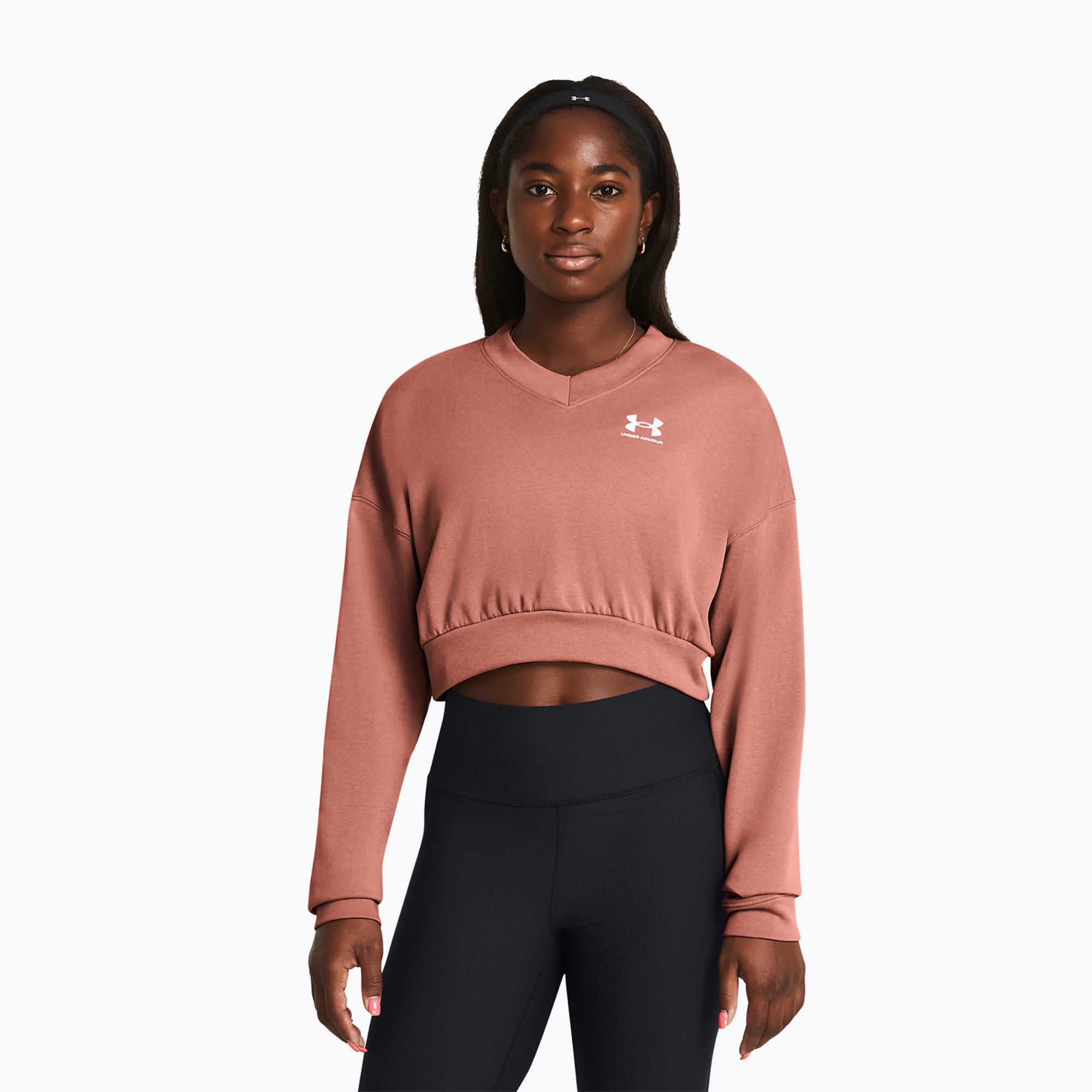 Felpa da allenamento Under Armour donna Rival Terry Os Crop Crew rosa canyon/bianco (XL) (Rival Terry Os Crop Crew 1382738)