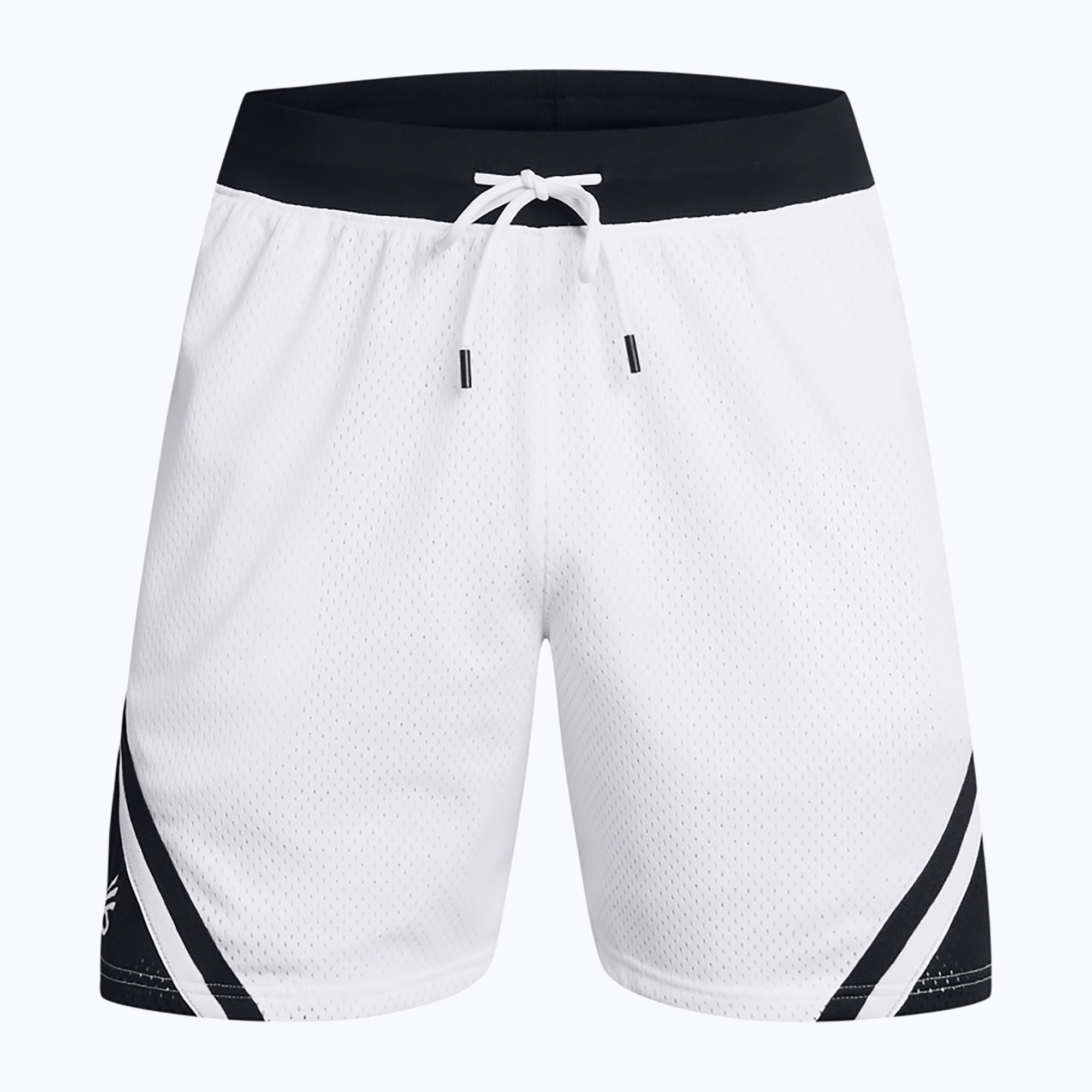 Pantaloncini da basket da uomo Under Armour Curry Mesh Short 4 bianco/nero/bianco (M) (Curry Mesh Short 4 1384470-100)