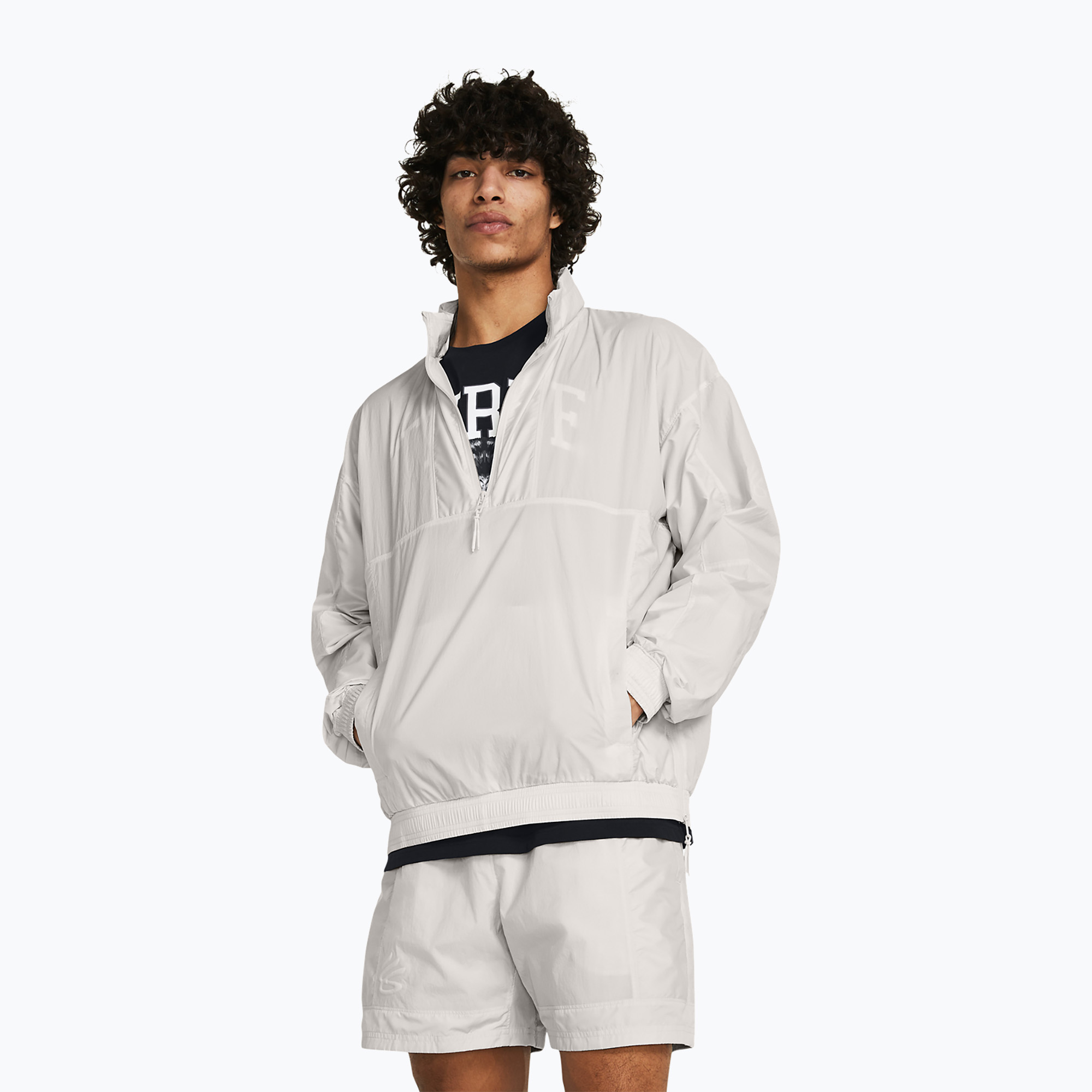 Giacca da basket Under Armour Curry Woven white clay/white clay da uomo (L) (Curry Woven 1383372)