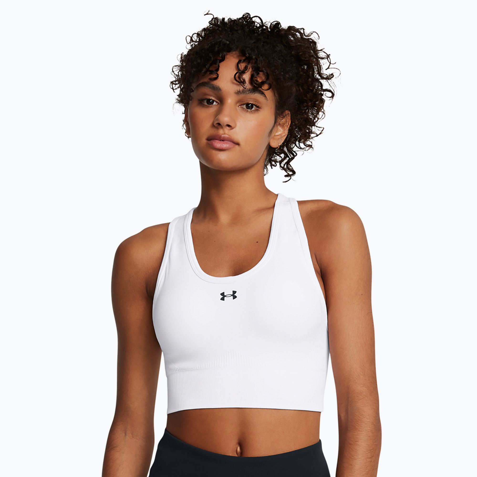 Reggiseno da allenamento Under Armour Vanish Seamless Mid Bianco / nero di marca (L) (Vanish Seamless Mid Branded 1384419-100)
