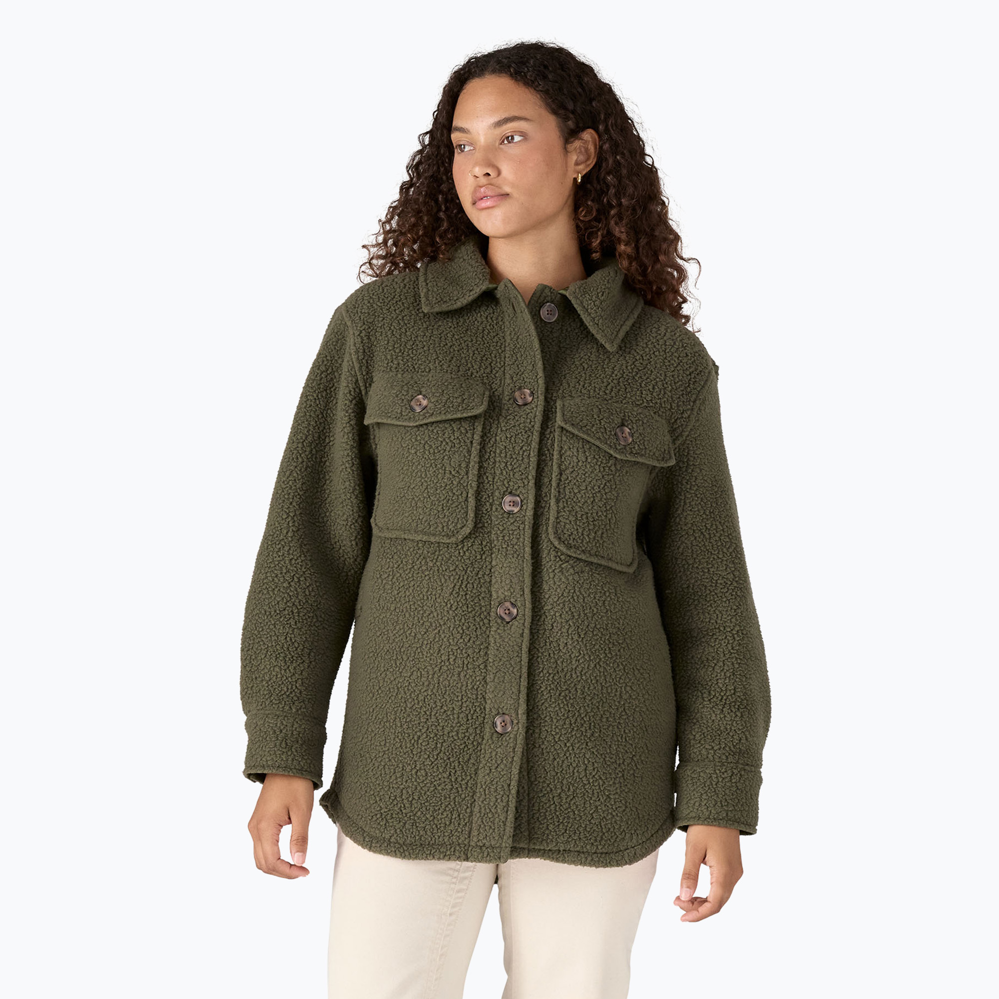 Patagonia Retro Pile Shacket da donna verde ago di pino (S) (Retro Pile Shacket 22785)