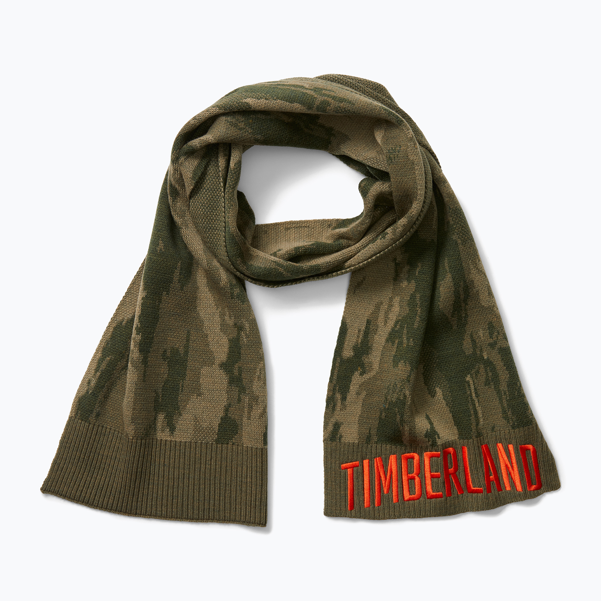 Sciarpa jacquard camo da uomo Timberland verde foglia (Camo Jacquard Scarf TB0A5ZRJA581)