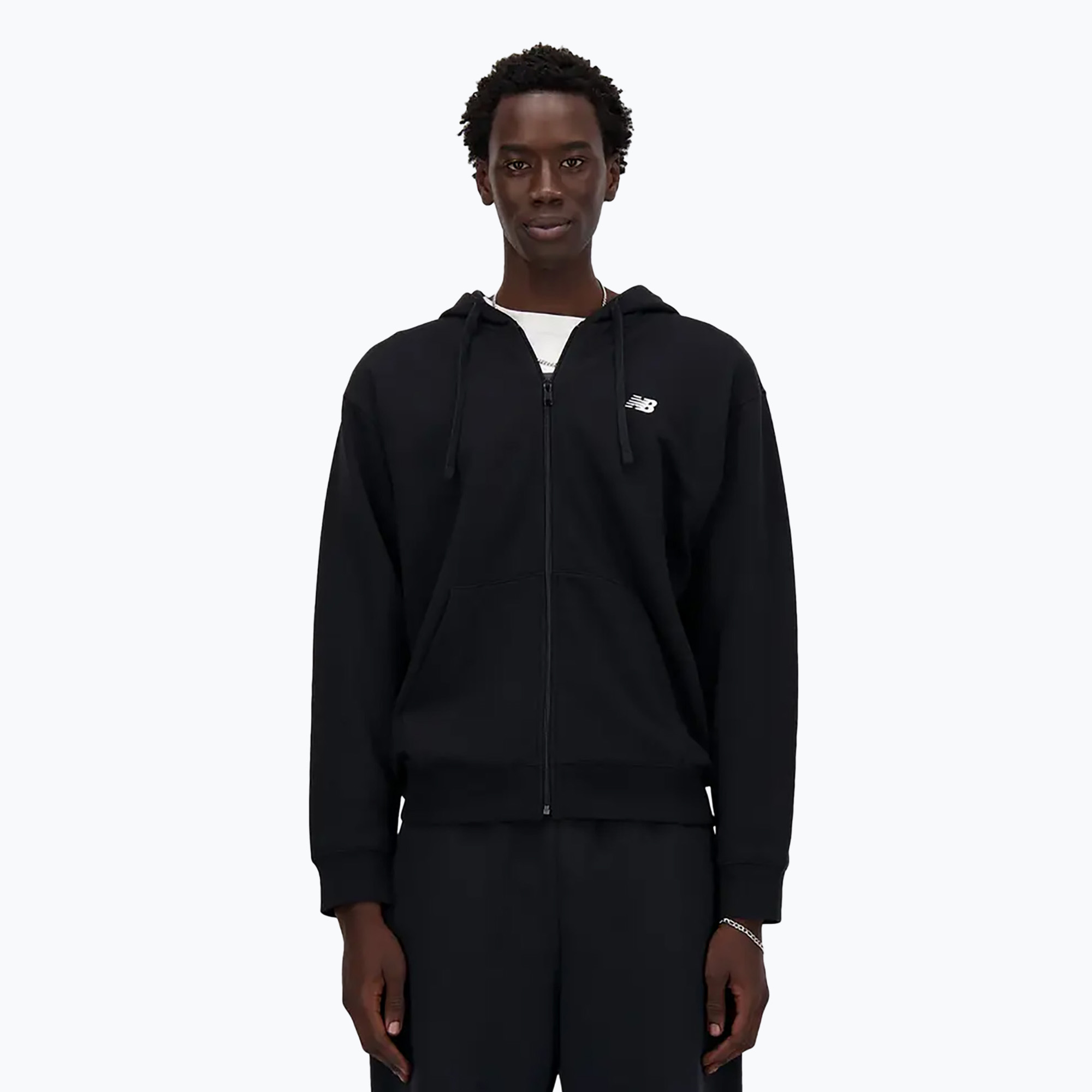 Felpa New Balance Stacked Logo uomo nero francese (L) (Stacked Logo French MJ41501BK)