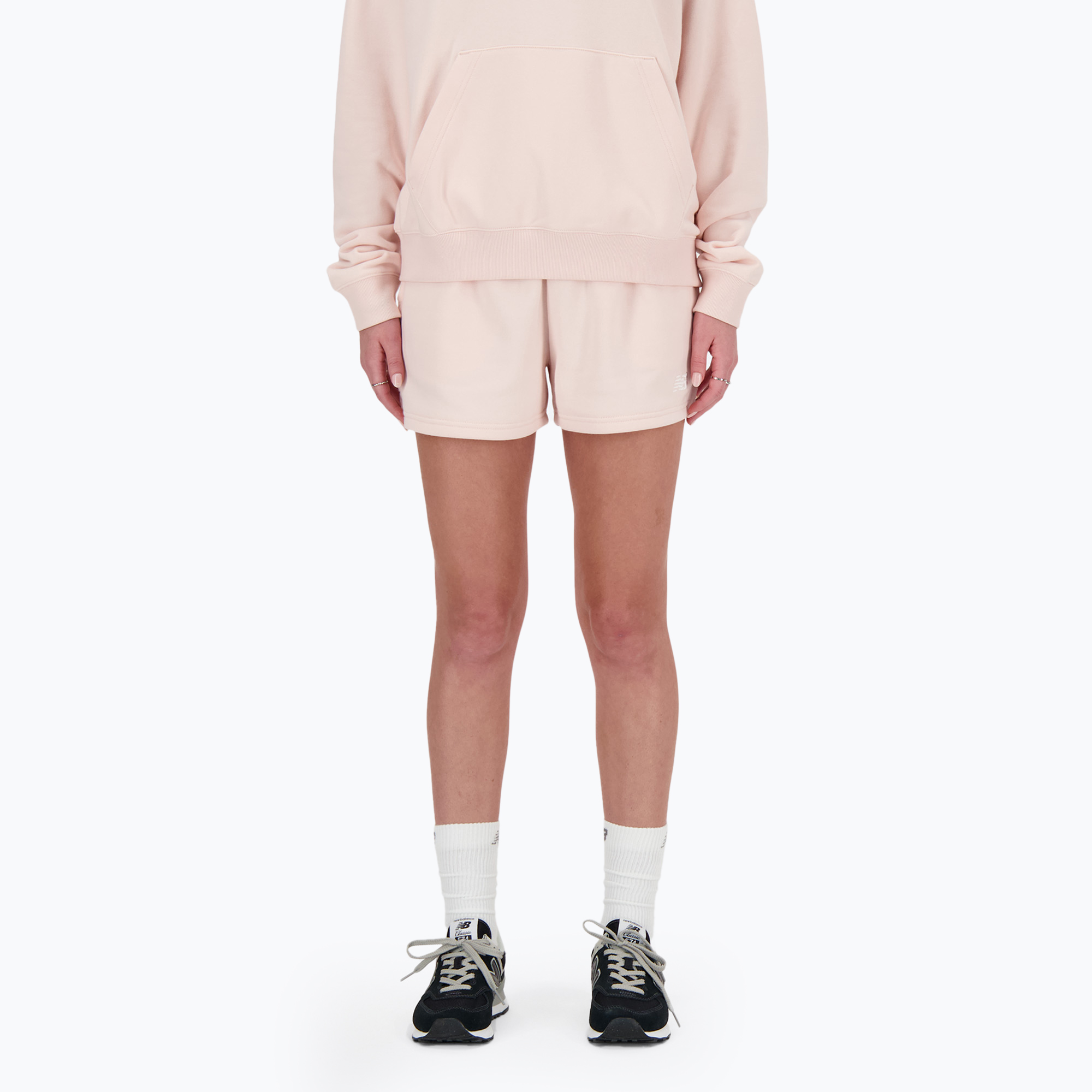 Pantaloncini New Balance French Terry da donna, quarzo (XS) (French Terry WS41500OUK)