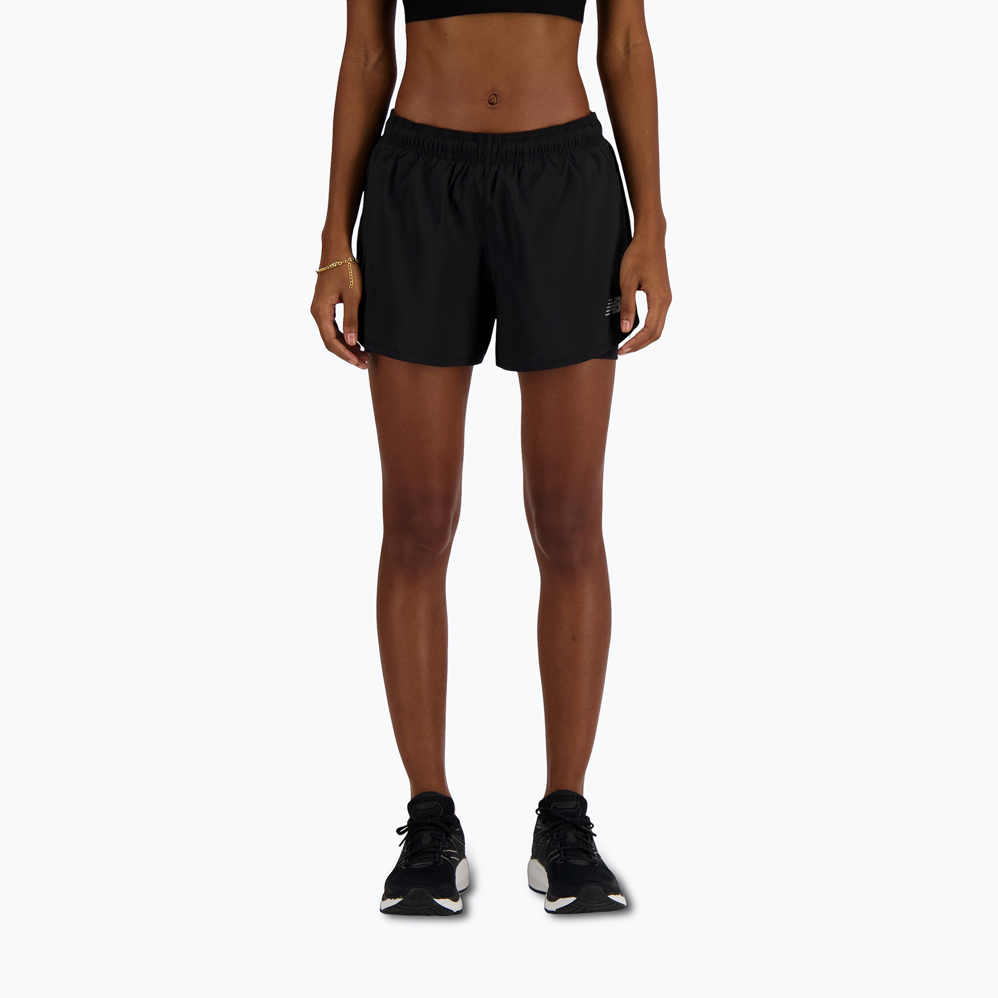 Pantaloncini da corsa New Balance Sport Essentials 2IN1 da donna, nero (XS) (Balance Sport Essentials 2IN1 WS41225BK)