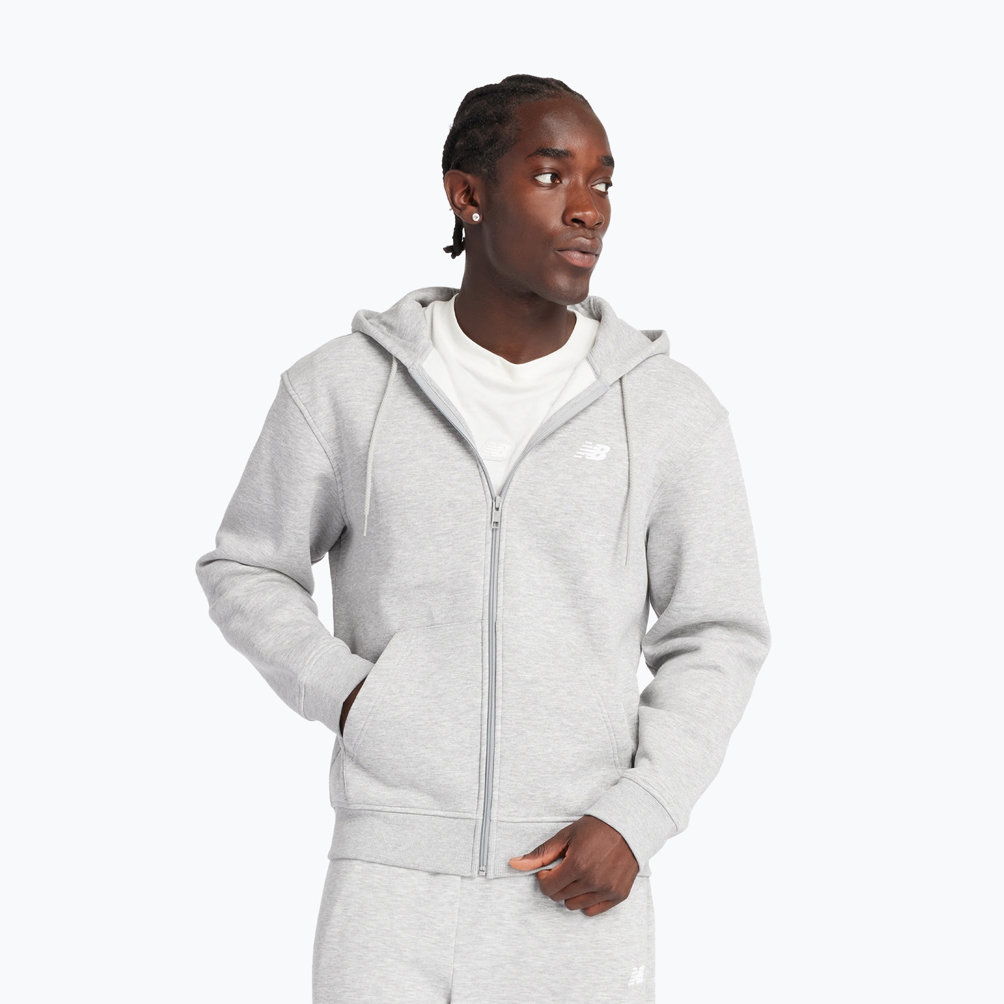 Felpa uomo New Balance Core Brushed Full Zip grigio sportivo (2XL) (Core Brushed Full Zip MJ43902AG)