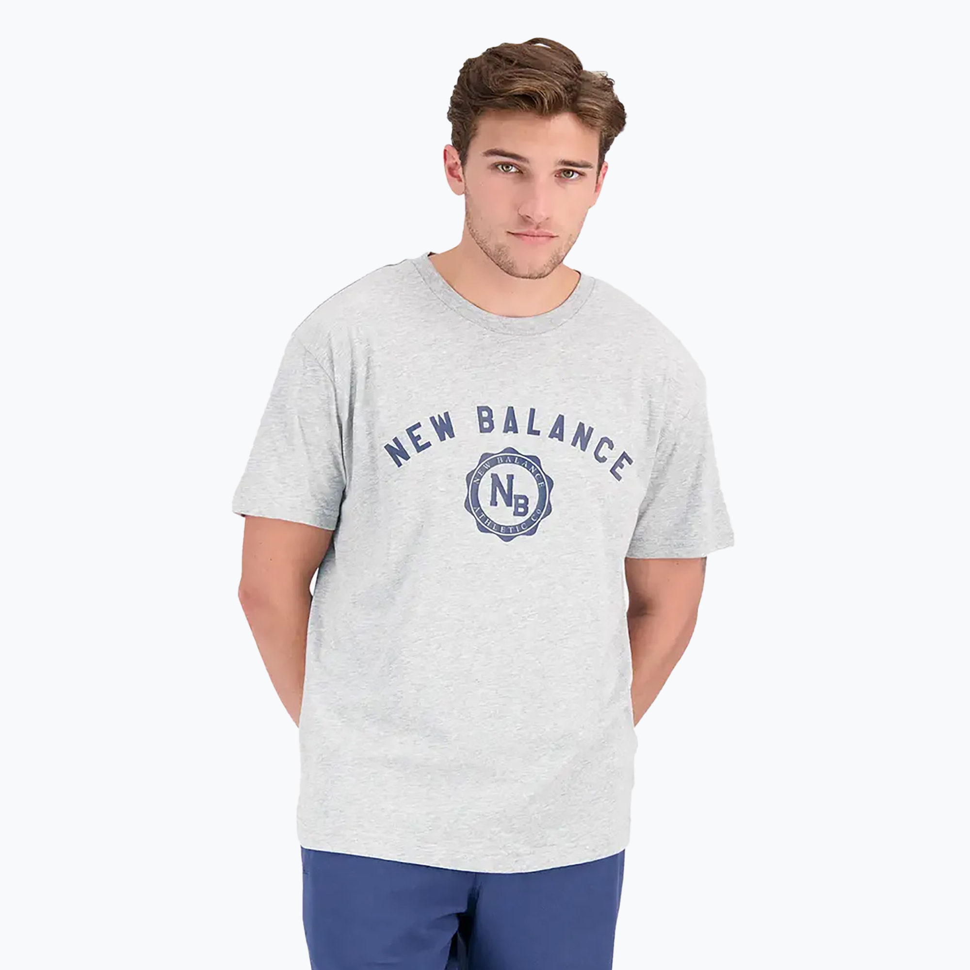 Felpa con cappuccio New Balance Core Brushed da uomo, grigio atletico (M) (Core Brushed Hoodie MT43904AG)