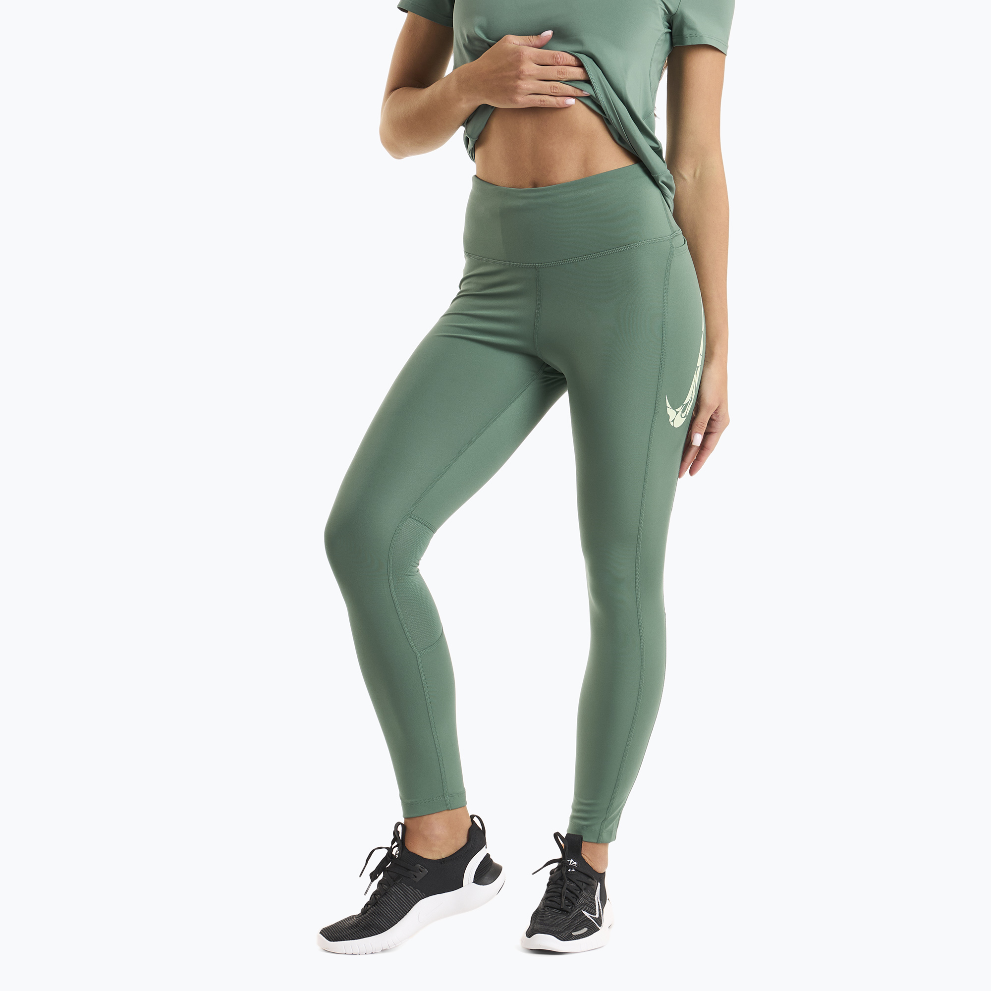Leggings da corsa donna Nike Fast Mid Rise 7/8 bicoastal/verde vapore (M) (Fast Mid Rise 7/8 FN3268-361)