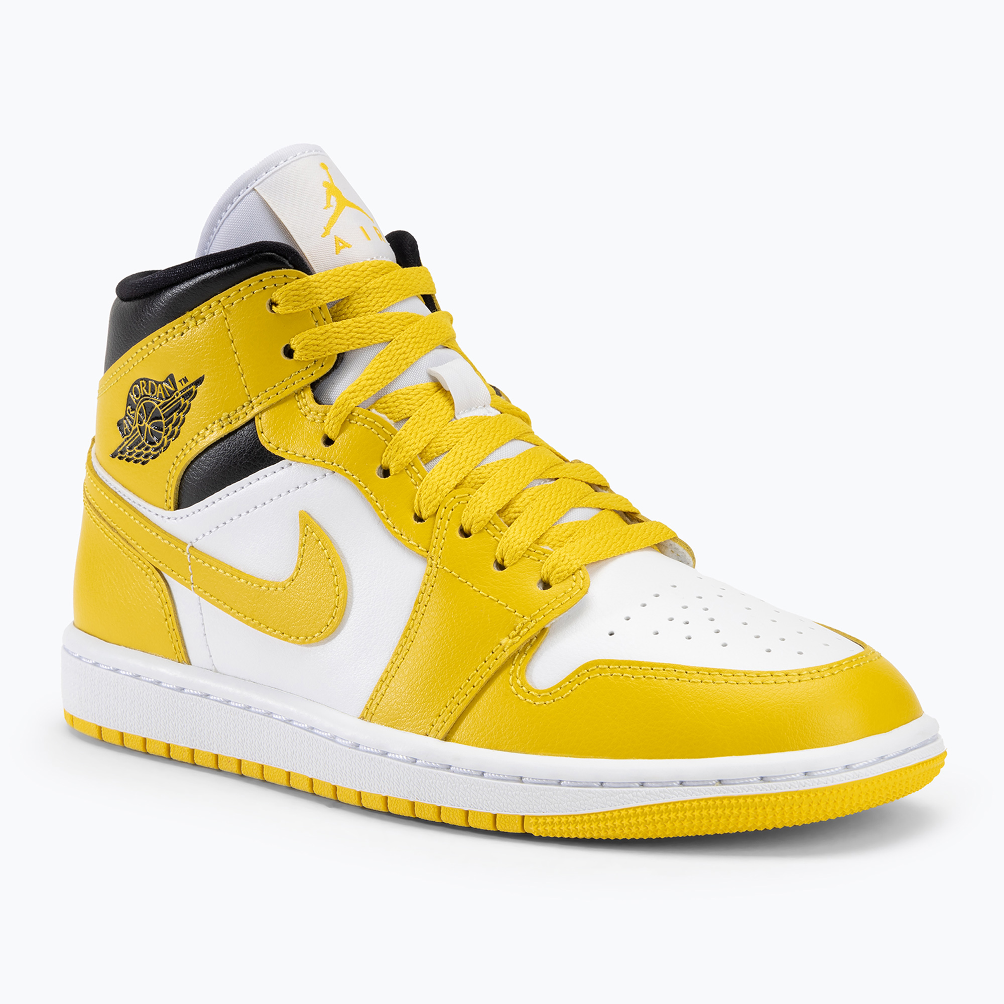 Nike Air Jordan 1 Mid scarpe da donna bianco/nero/zolfo vivo (36.5 EU) (Air Jordan 1 Mid BQ6472)