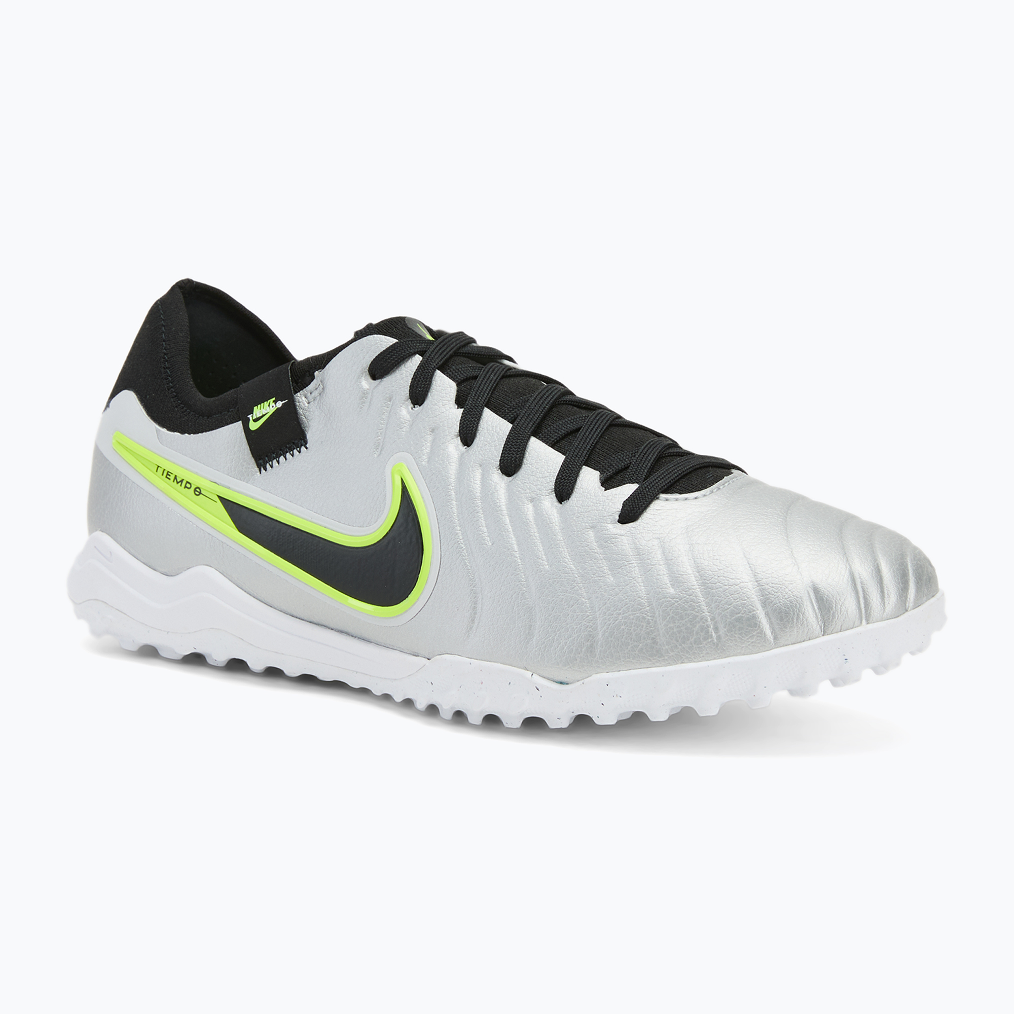 Scarpe da calcio da uomo Nike Tiempo Legend 10 Pro TF argento metallico/volt/nero (40 EU) (Tiempo Legend 10 Pro TF DV4336-001)