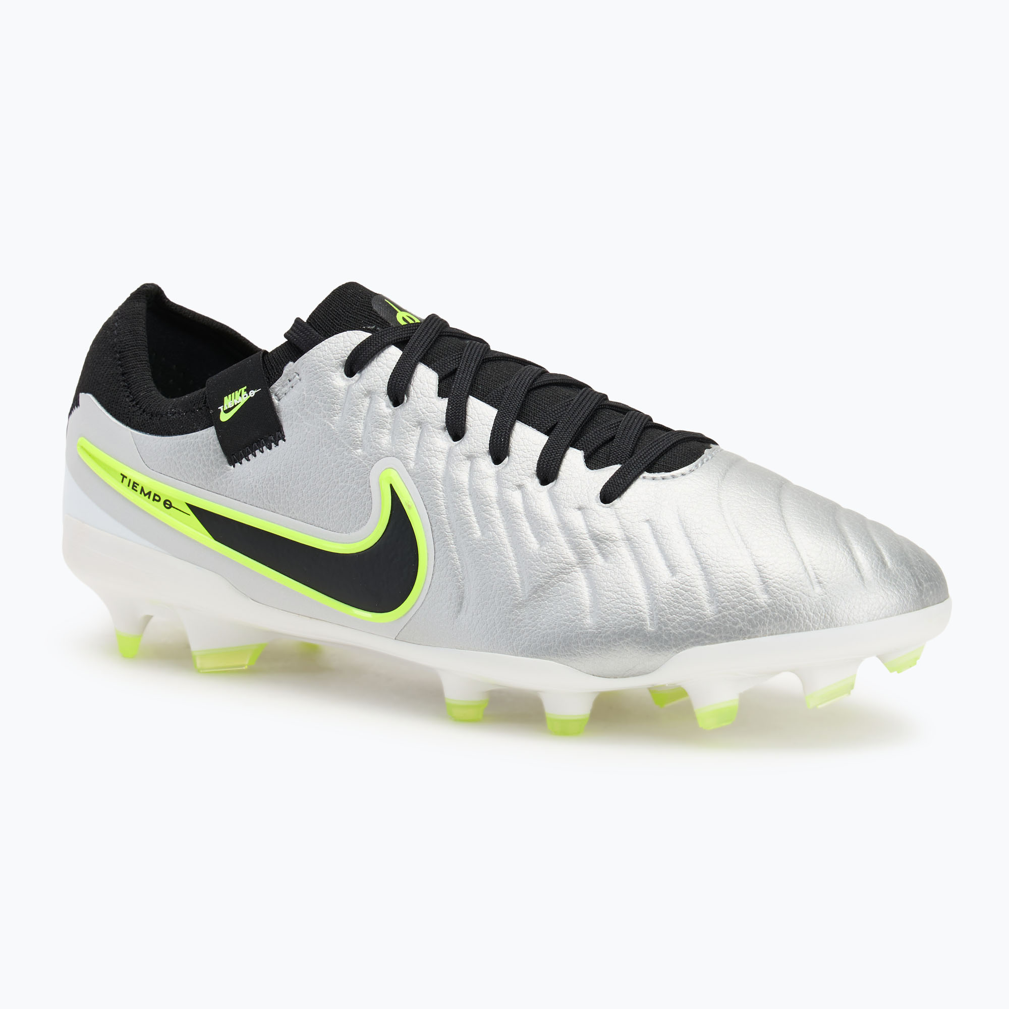 Scarpe da calcio da uomo Nike Tiempo Legend 10 Pro FG argento metallico/volt/nero (45 EU) (Tiempo Legend 10 Pro FG DV4333-001)