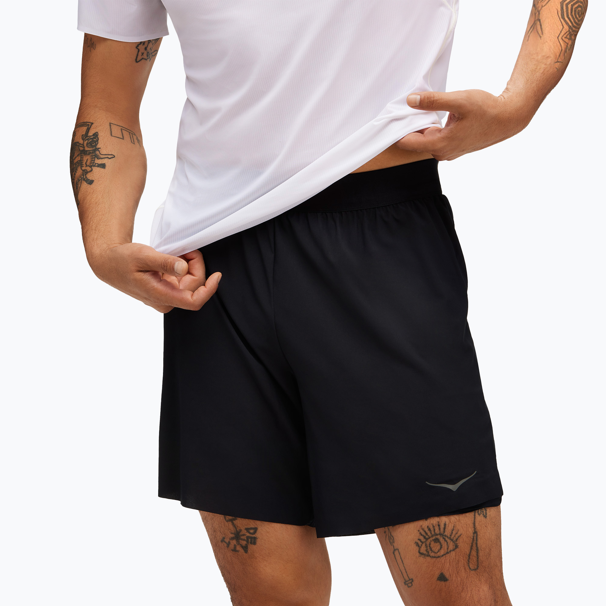 Pantaloncini da corsa HOKA Glide 7'' 2in1 da uomo, nero (XXL) (Glide 7'' 2in1 1151080-BLK)