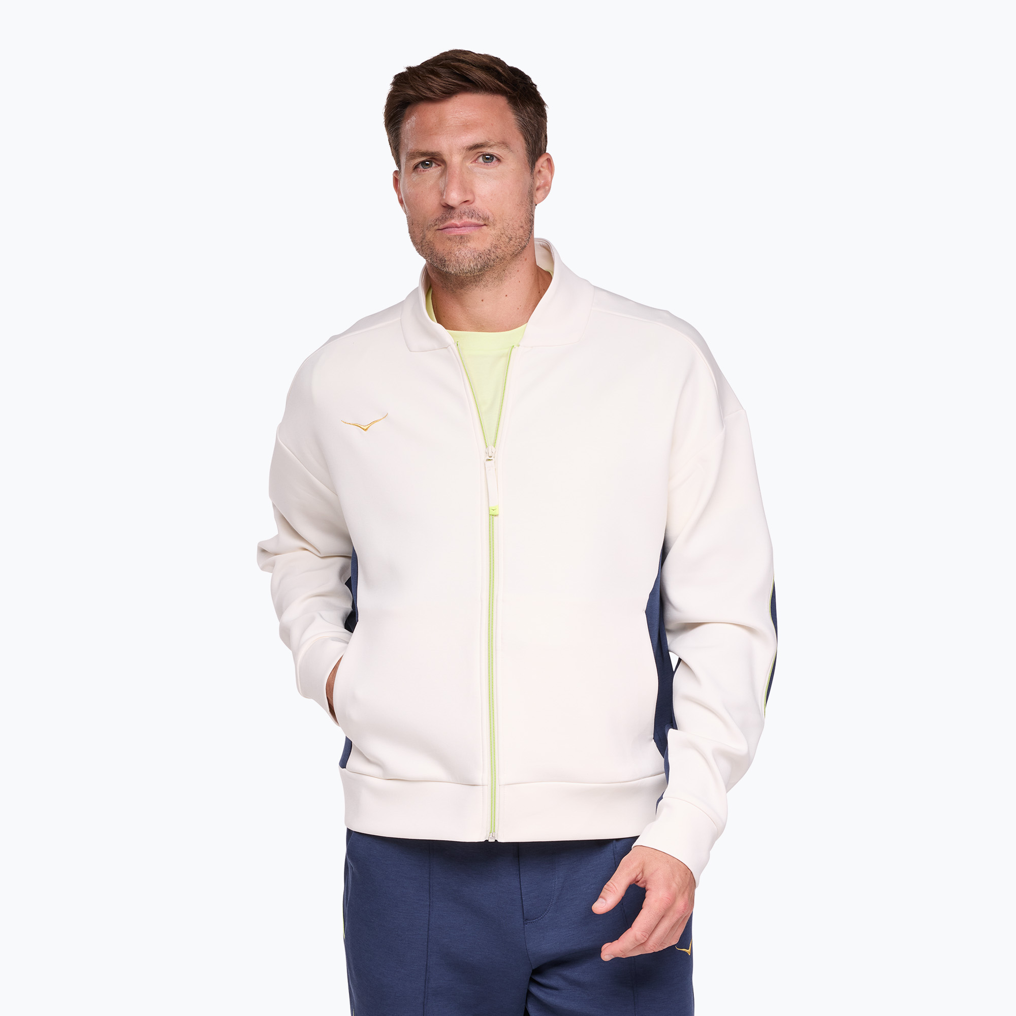Giacca da corsa HOKA Kaitoro Knit Uomo alabastro / versity navy (XL) (Kaitoro Knit 1156212-ARV)