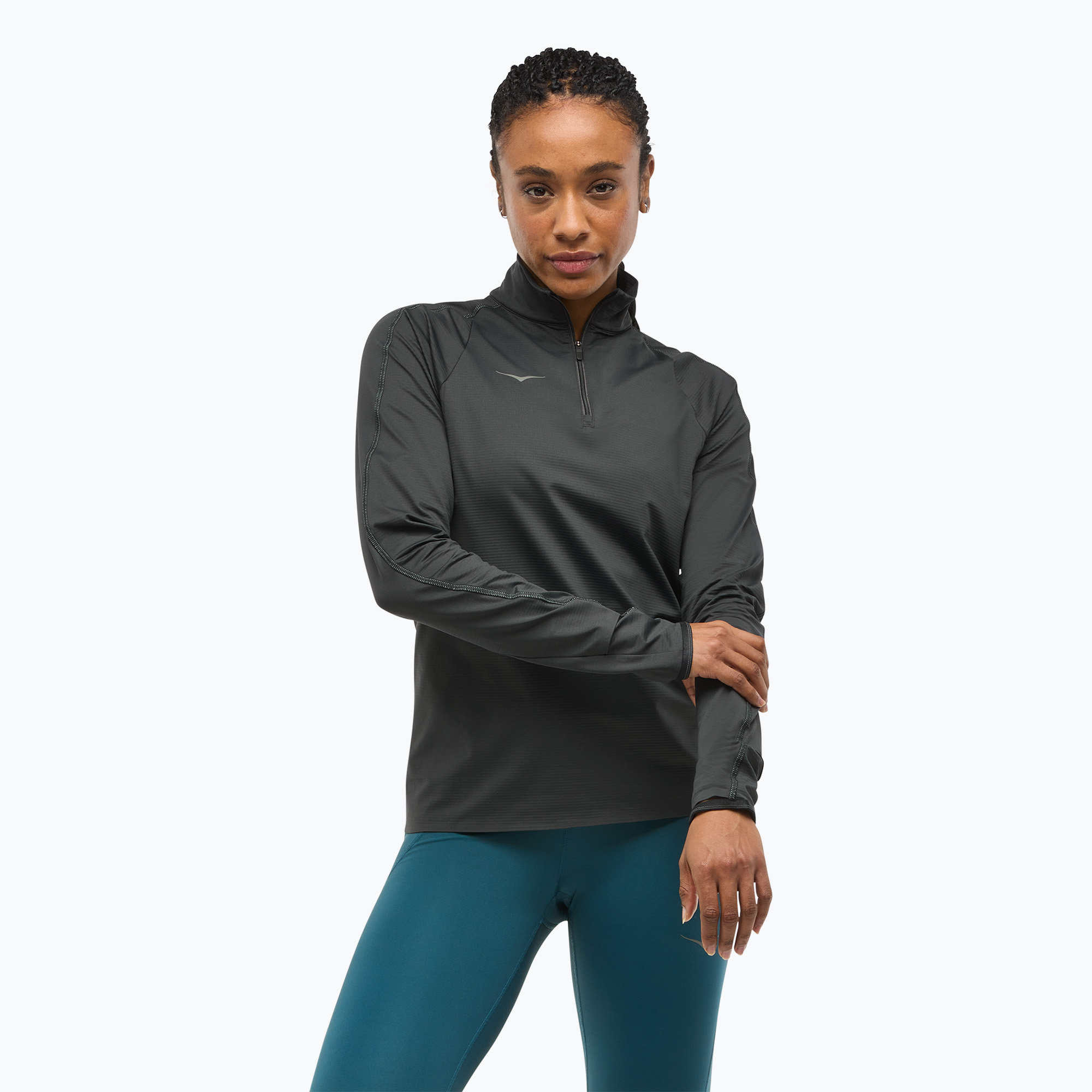Felpa da running da donna HOKA GlideTech Quarter Zip nero (XS) (GlideTech Quarter Zip 1164155-BLK)