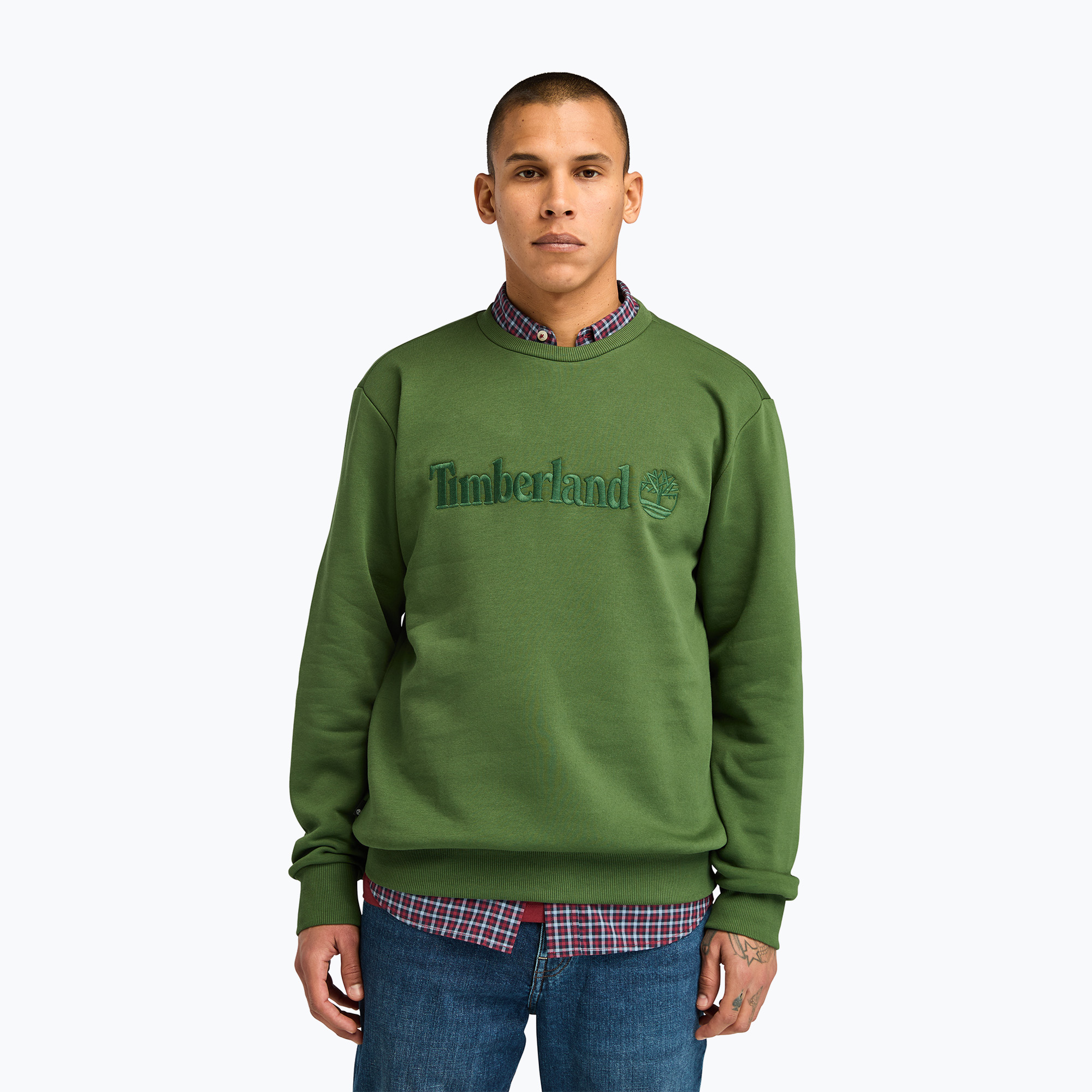 Felpa girocollo uomo Timberland Embroidery Tonal nero verde bosco (XL) (Embroidery Tonal Crew Neck TB0A6VG6EIN1)