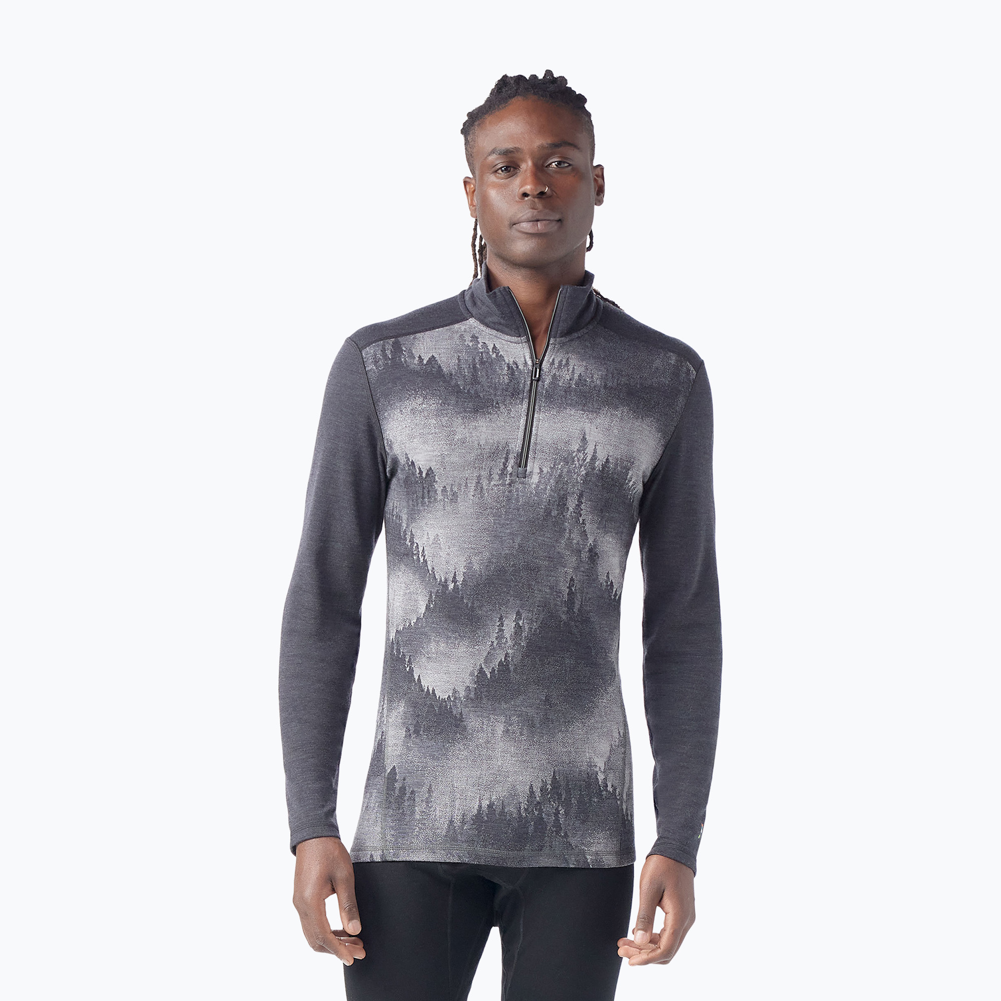 Smartwool Classic Thermal Merino Base Layer Uomo 1/4 Zip Boxed charcoal foggy pines thermal sweatshirt (S) (Classic Thermal Merino Base Layer 1/4 Zip