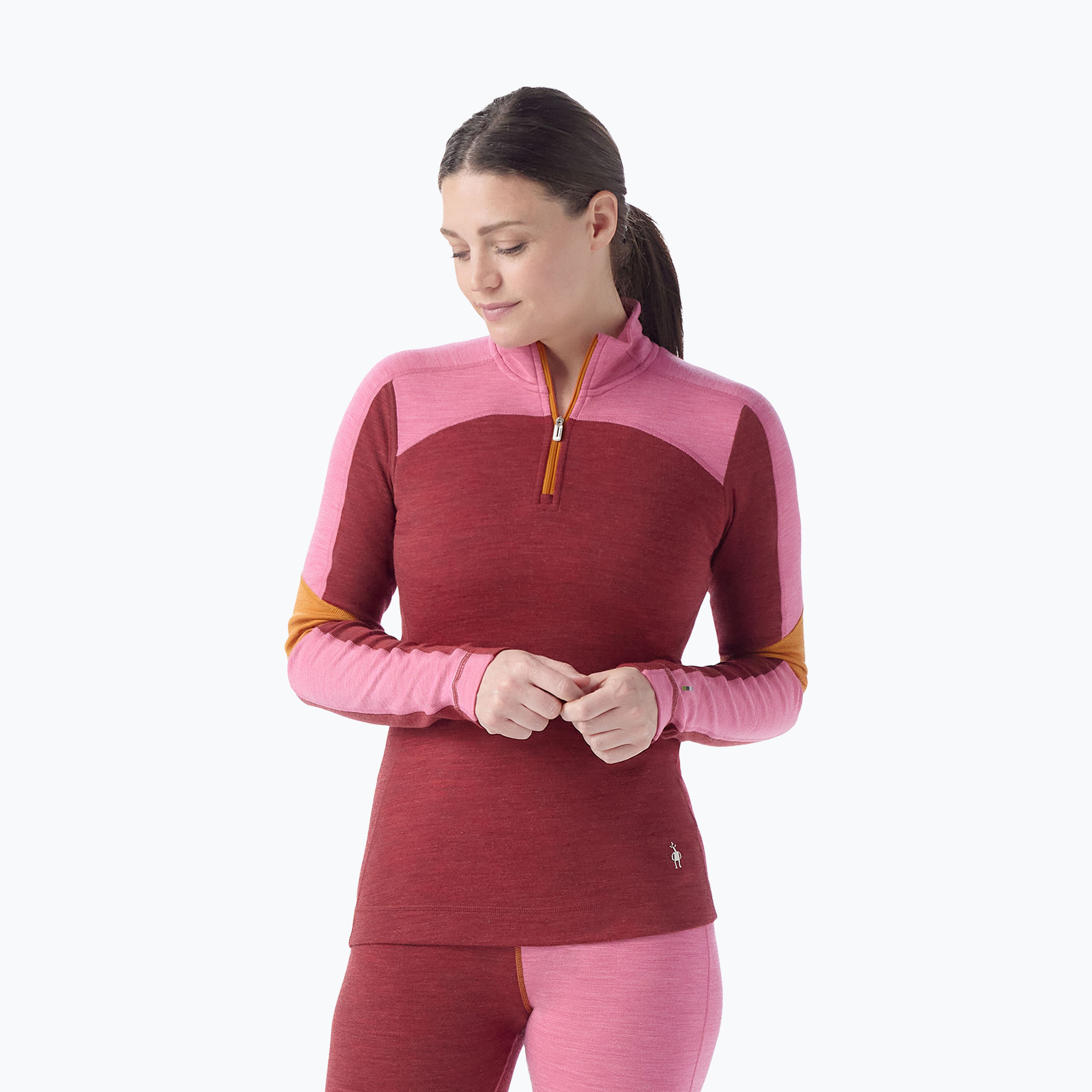 Felpa termica da donna Smartwool Classic Thermal Merino Base Layer Colorblock 1/4 Zip in scatola (L) (Classic Thermal Merino Base Layer Colorblock 1/4