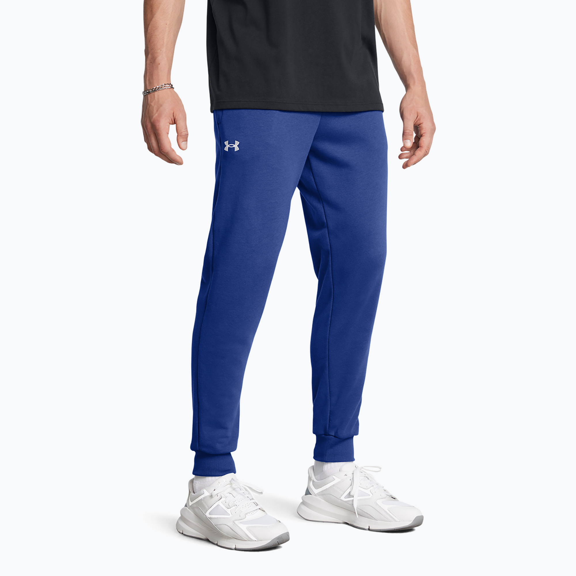 Pantaloni Under Armour Rival Fleece Joggers da uomo blu tech/bianco (L) (Rival Fleece Joggers 1379774-432)
