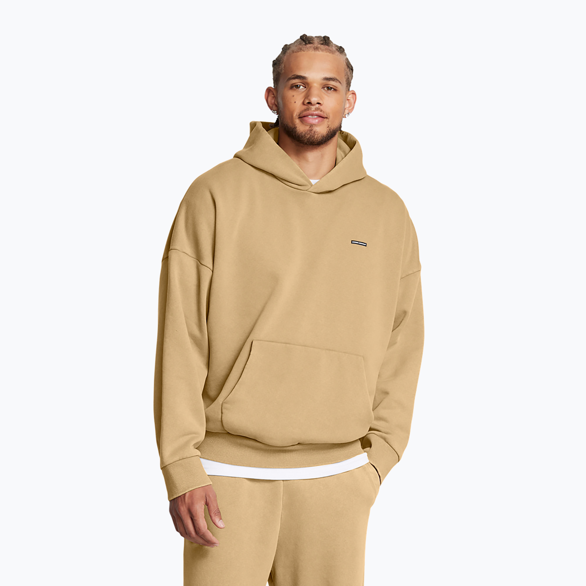 Felpa da uomo Under Armour Icon HWT Fleece Wash OS con cappuccio cammello/bianco (S) (Icon HWT Fleece Wash OS Hoodie 1386552-263)