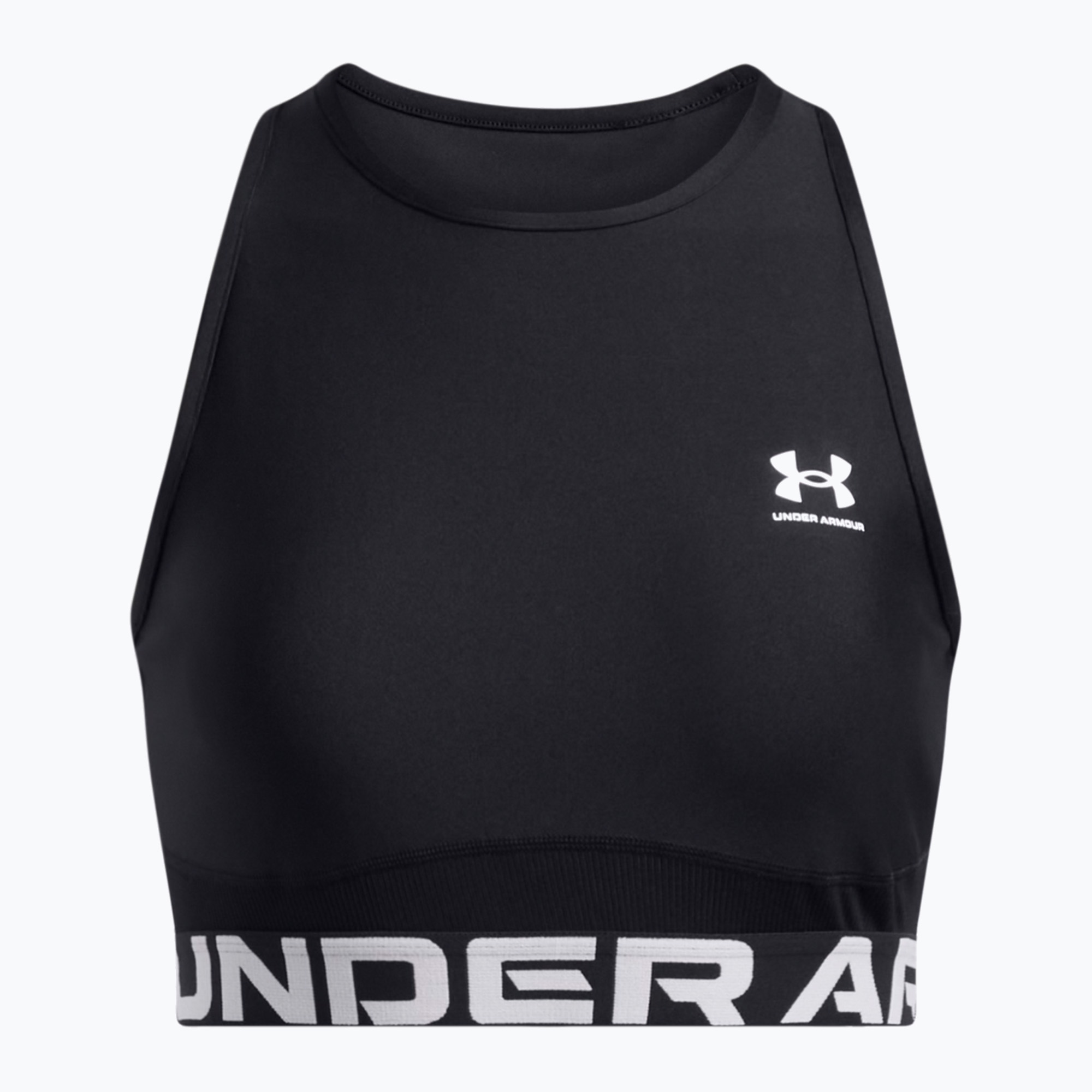 Canotta Under Armour Heat Gear Rib nero/nero/bianco da donna per allenamento (L) (Heat Gear Rib Tank 1388694-001)