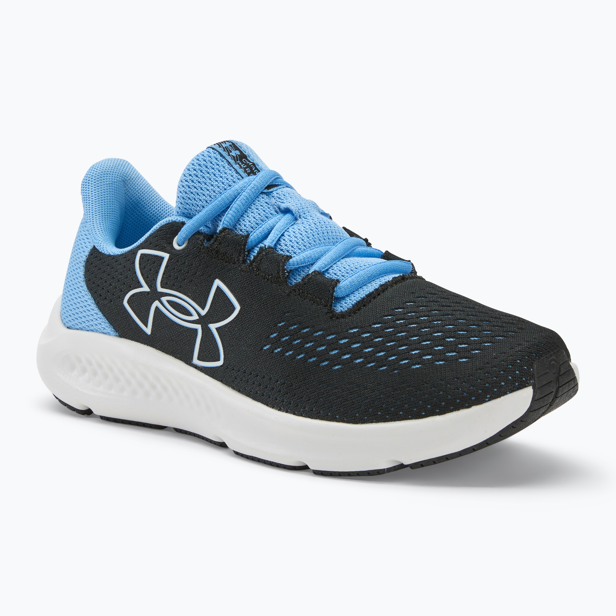 Under Armour Charged Pursuit 3 Big Logo, scarpe da corsa da donna, nero/blu scuro/bianco (40.5 EU) (Charged Pursuit 3 Big Logo 3026523-004)