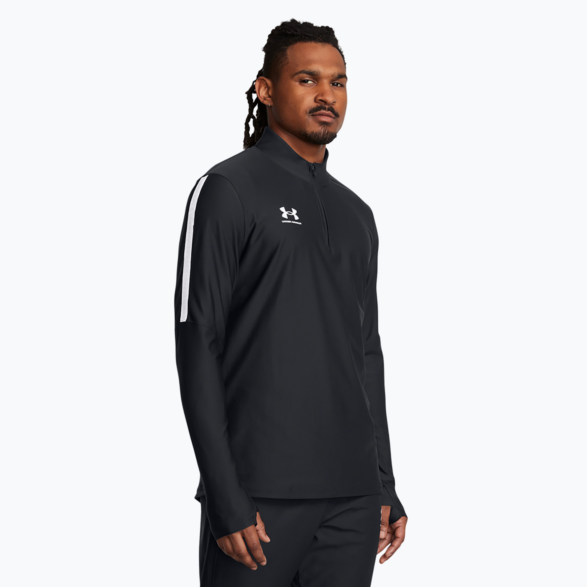 Felpa da calcio Under Armour Challenger Pro 1/4 Zip nera / bianca da uomo (S) (Challenger Pro 1/4 Zip 1382114-003)