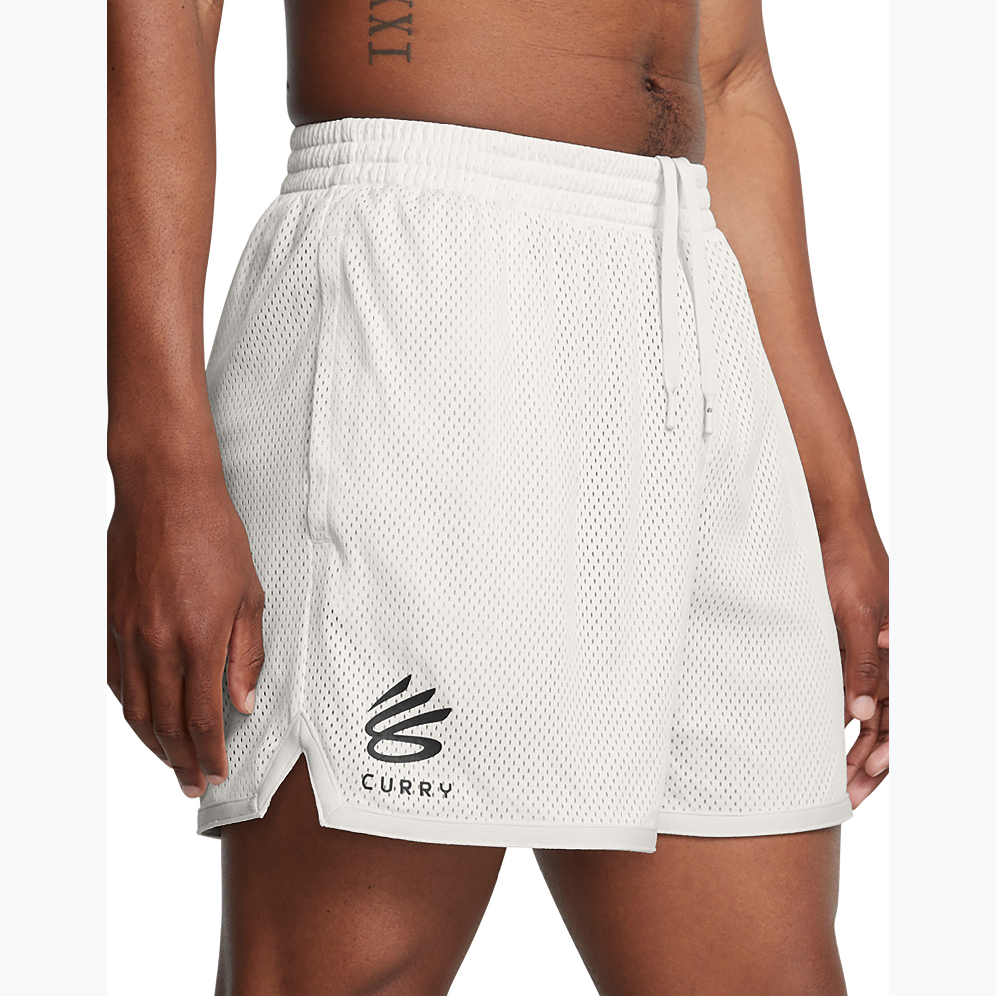 Under Armour pantaloncini da basket da uomo Curry Splash Short bianco/crema/nero (S) (Curry Splash Short 1387092-114)