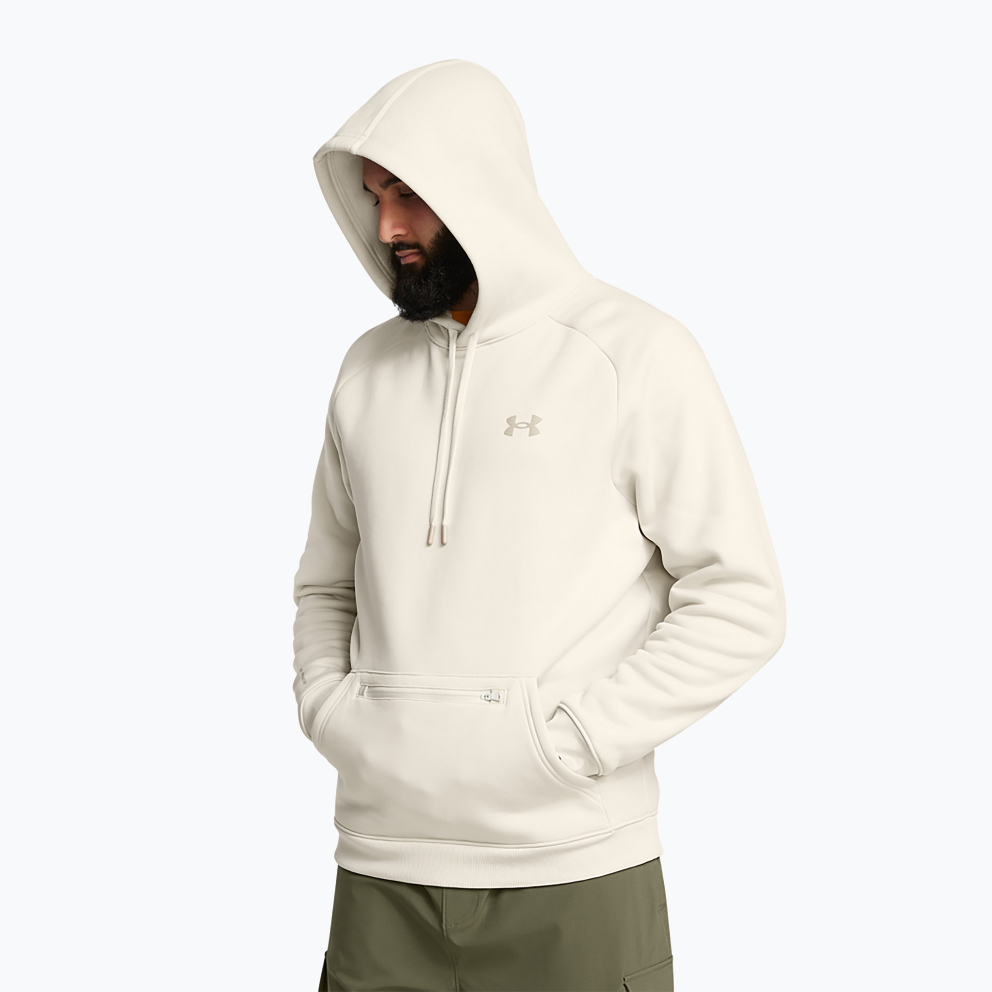Felpa Under Armour Fleece Pro Kangra HD da uomo con base bianca/khaki (S) (Fleece Pro Kangra HD 1389342-110)
