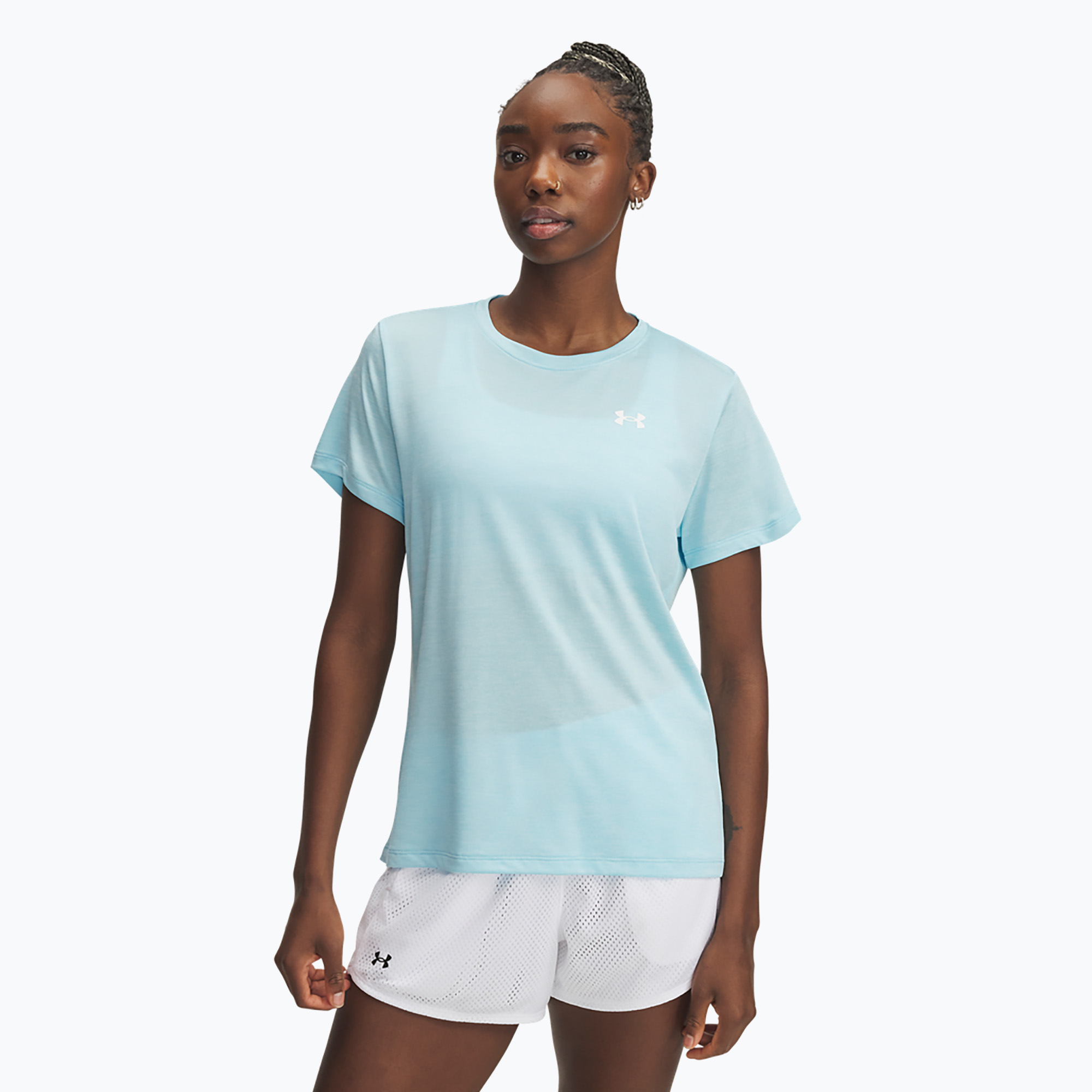 Maglietta da allenamento Under Armour Tech C-Twist stream/bianca da donna (XS) (Tech C-Twist 1384230-494)