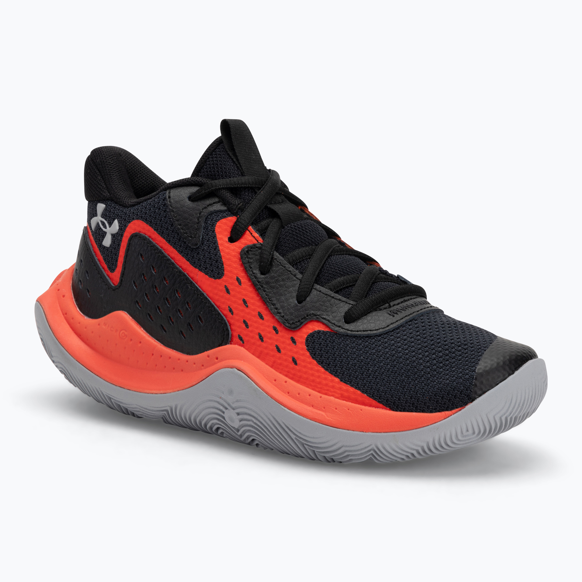 Under Armour Grade School Jet '23 scarpe da basket per bambini nero/rosso/mod grigio (37.5 EU) (Grade School Jet '23 3026635-006)