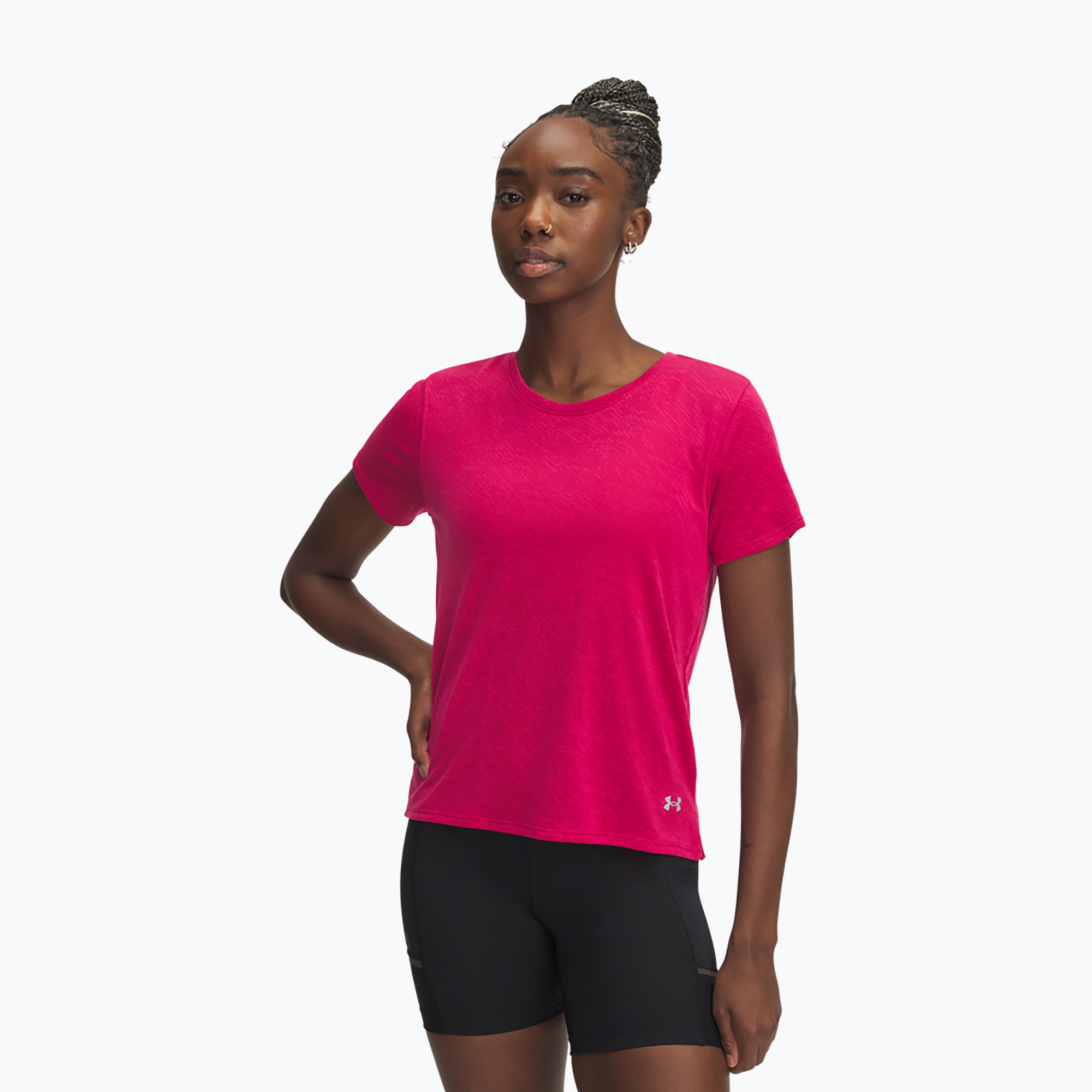 Maglietta da running Under Armour UA Launch Camo fucsia sfumato/riflettente da donna (S) (Launch Camo 1386337-681)