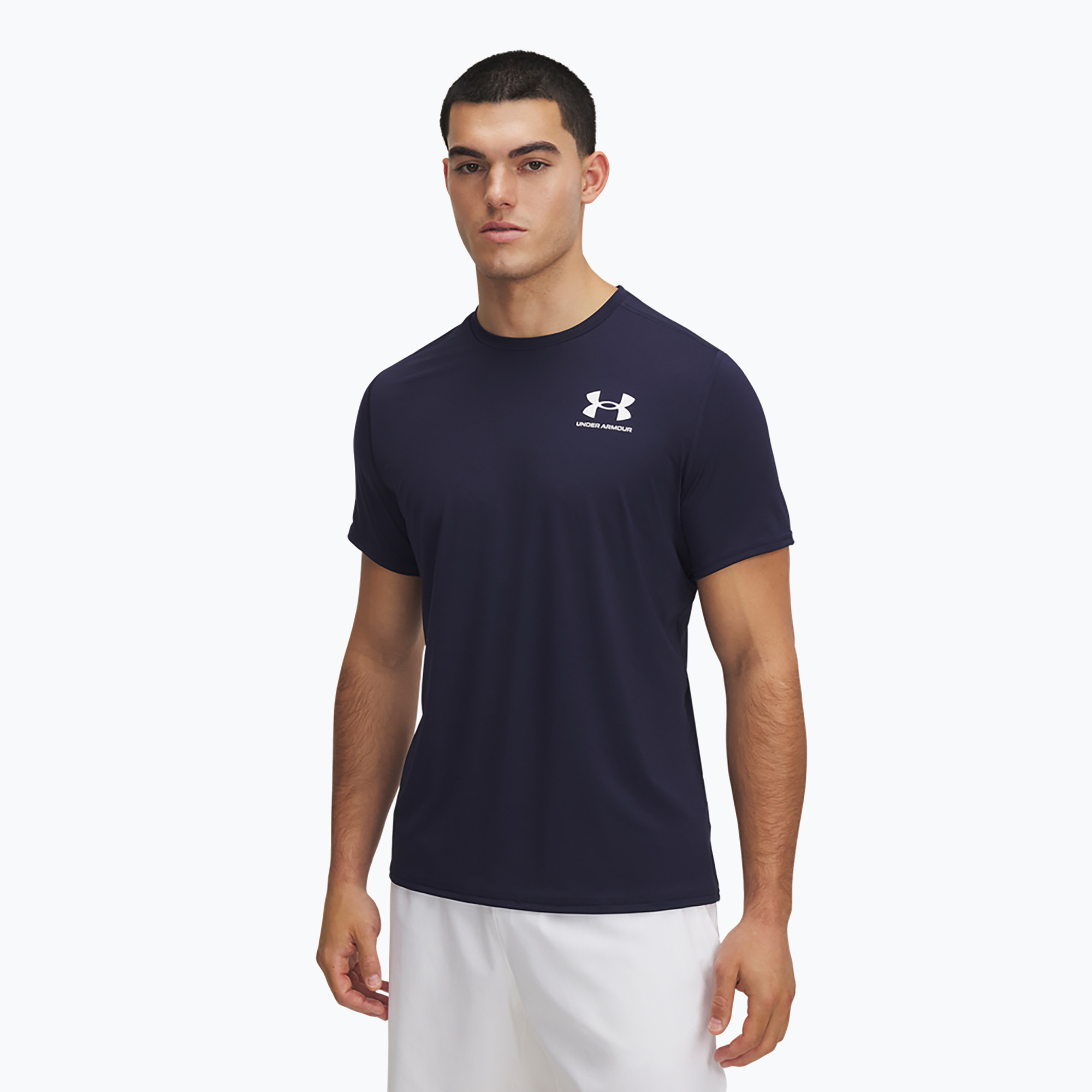 Maglietta da allenamento Under Armour HeatGear Fitted bianca e blu notte da uomo (XXL) (HeatGear Fitted SS 6000939-410)